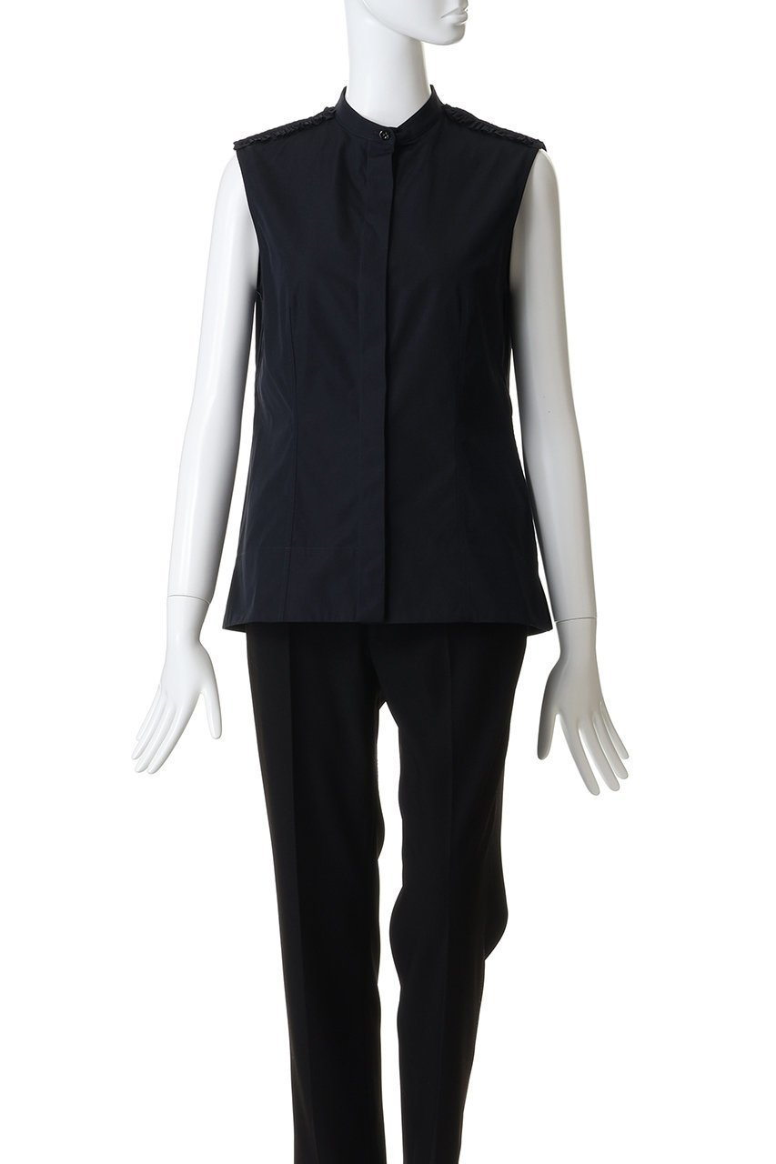 【ジル サンダー/JIL SANDER】のコットン ポプリン ラッフル トップス 大人の最旬トレンドファッション＆コーディネート founy(ファウニー) 　ファッション　Fashion　レディースファッション　Fashion for Women　トップス・カットソー　Cut & Sew Tops　キャミソール&ノースリーブ　Camisoles & Sleeveless Tops　シャツ・ブラウス・オフィスカジュアル　Elegant Blouses & Button-Ups　ラッフルトップス・フリルブラウス　Ruffle Tops / Frilled Blouses　ショルダー　Shoulder, Shoulder Strap　ノースリーブ　Sleeveless, No-Sleeve　フリル　Frill, Ruffle　ラッフル　Ruffle, Frill　再入荷　Restock / Back in Stock　other-2|ID: prp329100004901703 ipo3291000000036680451