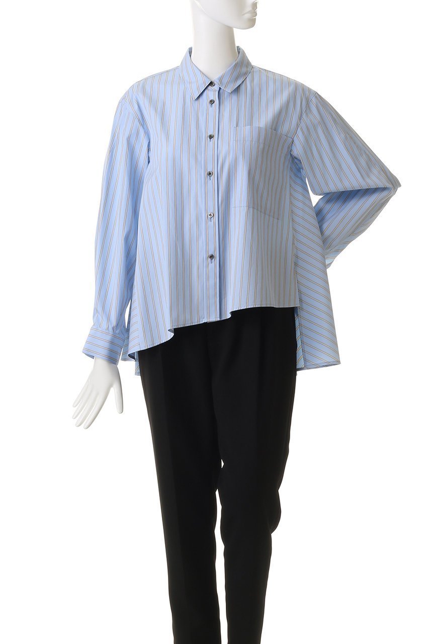 【ランバン オン ブルー/LANVIN en Bleu】のTHOMAS MASONフレアシャツ 人気、トレンドファッション・服の通販 founy(ファニー) 　ファッション　Fashion　レディースファッション　Fashion for Women　トップス・カットソー　Cut & Sew Tops　シャツ・ブラウス・オフィスカジュアル　Elegant Blouses & Button-Ups　アシンメトリー　Asymmetrical Style　スリーブ　Sleeve, Long Sleeve / Short Sleeve　フレア　Flare, Flared　ロング　Long, Long-Length　other-2|ID: prp329100004901715 ipo3291000000036680565