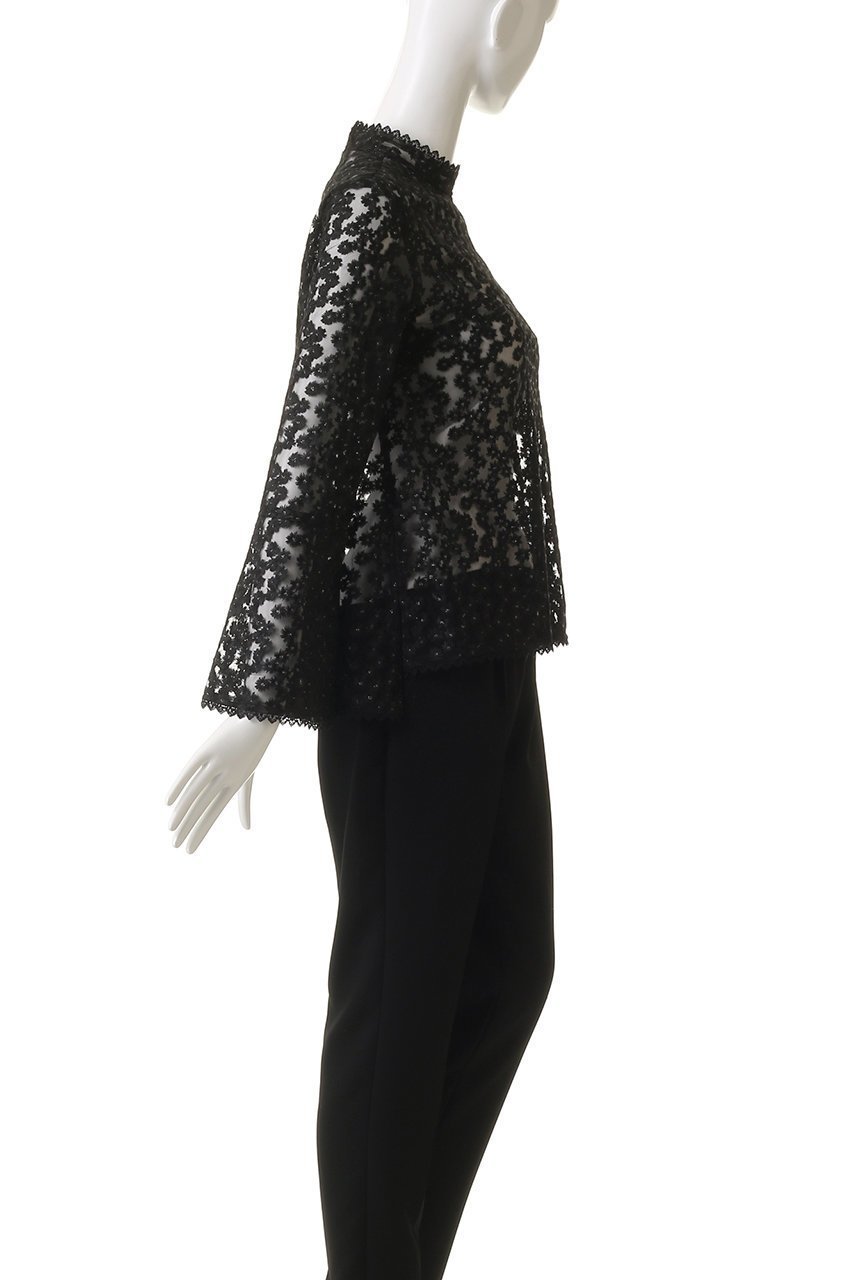 【ランバン オン ブルー/LANVIN en Bleu】のフラワーチュールブラウス 人気、トレンドファッション・服の通販 founy(ファニー) 　ファッション　Fashion　レディースファッション　Fashion for Women　トップス・カットソー　Cut & Sew Tops　シャツ・ブラウス・オフィスカジュアル　Elegant Blouses & Button-Ups　シアー　Sheer, See-Through　スリーブ　Sleeve, Long Sleeve / Short Sleeve　チュール　Tulip, Tulip Motif　フェミニン　Feminine, Girly　フラワー　Flower, Floral　フレア　Flare, Flared　ロング　Long, Long-Length　other-3|ID: prp329100004901716 ipo3291000000036711639