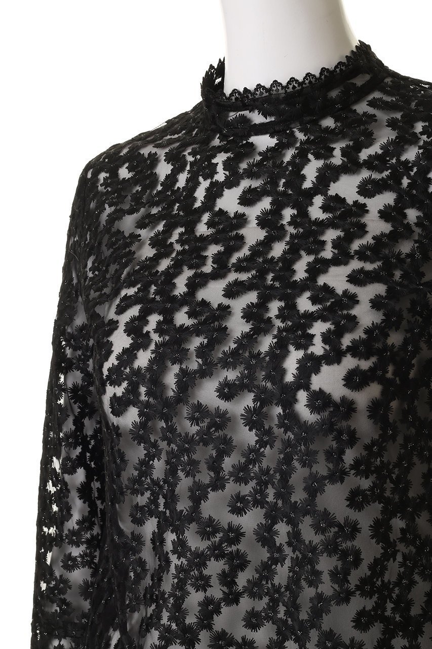 【ランバン オン ブルー/LANVIN en Bleu】のフラワーチュールブラウス 人気、トレンドファッション・服の通販 founy(ファニー) 　ファッション　Fashion　レディースファッション　Fashion for Women　トップス・カットソー　Cut & Sew Tops　シャツ・ブラウス・オフィスカジュアル　Elegant Blouses & Button-Ups　シアー　Sheer, See-Through　スリーブ　Sleeve, Long Sleeve / Short Sleeve　チュール　Tulip, Tulip Motif　フェミニン　Feminine, Girly　フラワー　Flower, Floral　フレア　Flare, Flared　ロング　Long, Long-Length　other-5|ID: prp329100004901716 ipo3291000000036711642