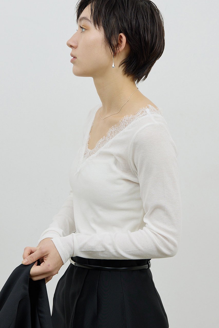 【ガリャルダガランテ/GALLARDAGALANTE】のVレースロンTee 人気、トレンドファッション・服の通販 founy(ファニー) ファッション Fashion レディースファッション Fashion for Women トップス・カットソー Cut & Sew Tops シャツ・ブラウス・オフィスカジュアル Elegant Blouses & Button-Ups ロングTシャツ・Tシャツ Longline T-Shirts & Tees カットソー・ベーシックTシャツ Cut-and-Sewn Tops / Stretch Tees & Basics おすすめ Recommended / Our Picks インナー Innerwear カットソー Cut and Sewn Top スリーブ Sleeve, Long Sleeve / Short Sleeve デコルテ Décolleté, Neckline マニッシュ Mannish, Boyish レース Lace, Lace Fabric ロング Long, Long-Length other-8|ID: prp329100004901754 ipo3291000000036711723