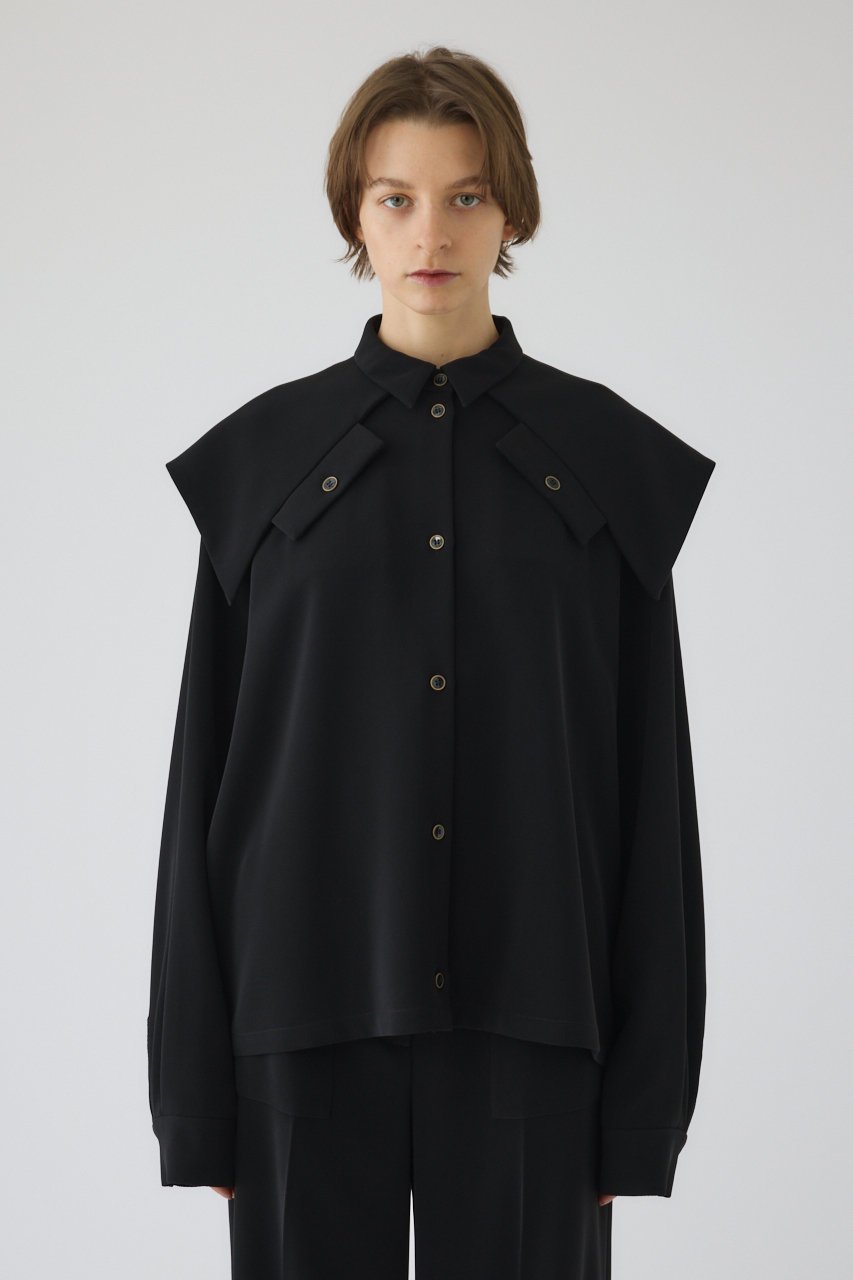 【リムアーク/RIM.ARK】のFlap design JK like SH/シャツ インテリア・キッズ・メンズ・レディースファッション・服の通販 founy(ファニー) 　ファッション　Fashion　レディースファッション　Fashion for Women　トップス・カットソー　Cut & Sew Tops　シャツ・ブラウス・オフィスカジュアル　Elegant Blouses & Button-Ups　おすすめ　Recommended / Our Picks　ジャケット　Jacket, Outerwear　ストレッチ　Stretch, Stretchy Fabric　スリーブ　Sleeve, Long Sleeve / Short Sleeve　セットアップ　Set-Up, Coordinated Outfit　フラップ　Flap, Flap Pocket　フロント　Front, Front Design　マニッシュ　Mannish, Boyish　ロング　Long, Long-Length　ブラック|ID: prp329100004901758 ipo3291000000036680981