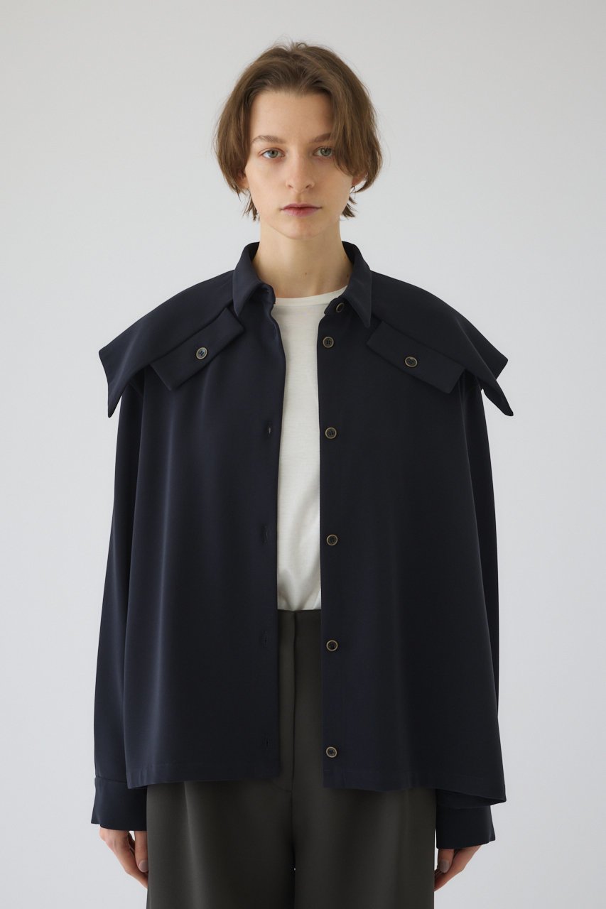 【リムアーク/RIM.ARK】のFlap design JK like SH/シャツ インテリア・キッズ・メンズ・レディースファッション・服の通販 founy(ファニー) 　ファッション　Fashion　レディースファッション　Fashion for Women　トップス・カットソー　Cut & Sew Tops　シャツ・ブラウス・オフィスカジュアル　Elegant Blouses & Button-Ups　おすすめ　Recommended / Our Picks　ジャケット　Jacket, Outerwear　ストレッチ　Stretch, Stretchy Fabric　スリーブ　Sleeve, Long Sleeve / Short Sleeve　セットアップ　Set-Up, Coordinated Outfit　フラップ　Flap, Flap Pocket　フロント　Front, Front Design　マニッシュ　Mannish, Boyish　ロング　Long, Long-Length　ネイビー|ID: prp329100004901758 ipo3291000000036680982