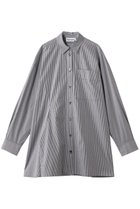 【ナゴンスタンス/nagonstans】のover flare shirt 人気、トレンドファッション・服の通販 founy(ファニー) ファッション Fashion レディースファッション Fashion for Women トップス・カットソー Cut & Sew Tops シャツ・ブラウス・オフィスカジュアル Elegant Blouses & Button-Ups アシンメトリー Asymmetrical Style ストライプ Stripe, Striped Pattern スリーブ Sleeve, Long Sleeve / Short Sleeve タイプライター Typewriter Fabric, Crisp Cotton フォルム Silhouette, Form フレア Flare, Flared ロング Long, Long-Length thumbnail Black|ID: prp329100004901764 ipo3291000000036681045