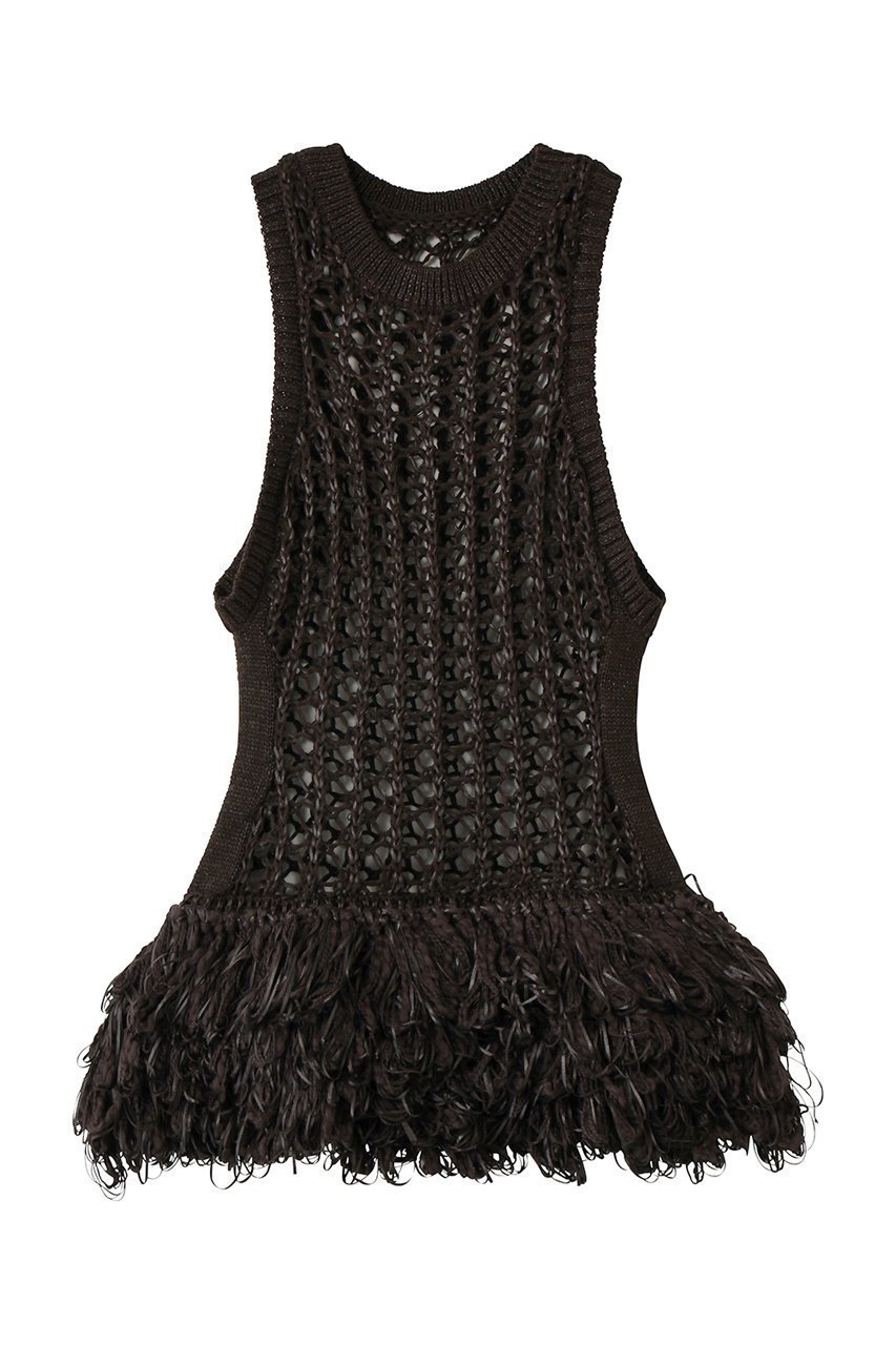【メゾンスペシャル/MAISON SPECIAL】のFringe Mesh Vest/フリンジメッシュベスト インテリア・キッズ・メンズ・レディースファッション・服の通販 founy(ファニー) 　ファッション　Fashion　レディースファッション　Fashion for Women　アウター　Coat / Outerwear Collection　トップス・カットソー　Cut & Sew Tops　キャミソール&ノースリーブ　Camisoles & Sleeveless Tops　シャツ・ブラウス・オフィスカジュアル　Elegant Blouses & Button-Ups　ベスト&ジレ / 重ね着スタイル　Vests & Gilets　インナー　Innerwear　クロシェ　Crochet, Knitted Lace　シアー　Sheer, See-Through　手編み　Hand-Knitted, Handmade Knit　ノースリーブ　Sleeveless, No-Sleeve　フリンジ　Fringe, Tassel　ベスト　Vest, Waistcoat　メッシュ　Mesh, Net Fabric　おすすめ　Recommended / Our Picks　BRN(ブラウン)|ID: prp329100004901765 ipo3291000000036681053