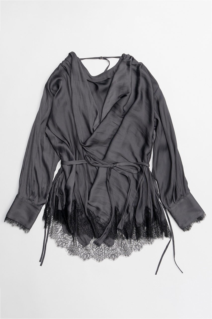 【メゾンスペシャル/MAISON SPECIAL】のLace combo drape shirt/レースコンビドレープシャツ インテリア・キッズ・メンズ・レディースファッション・服の通販 founy(ファニー) ファッション Fashion レディースファッション Fashion for Women トップス・カットソー Cut & Sew Tops シャツ・ブラウス・オフィスカジュアル Elegant Blouses & Button-Ups インナー Innerwear サテン Satin, Glossy Fabric スリーブ Sleeve, Long Sleeve / Short Sleeve センター Center, Center Line ドレープ Drape, Draping Fabric フロント Front, Front Design レース Lace, Lace Fabric ロング Long, Long-Length エレガント 上品 Elegant GRY(グレー)|ID: prp329100004901769 ipo3291000000036681095