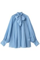 【メゾンスペシャル/MAISON SPECIAL】のV-neck voluminous blouse/タイ付Vネックボリュームブラウス 大人の最旬トレンドファッション＆コーディネート founy(ファウニー) ファッション Fashion レディースファッション Fashion for Women トップス・カットソー Cut & Sew Tops シャツ・ブラウス・オフィスカジュアル Elegant Blouses & Button-Ups Vネックトップス V-Neck Tops / V-Cut Neckline Shirts キュプラ Cupro, Eco Fabric ストライプ Stripe, Striped Pattern スリーブ Sleeve, Long Sleeve / Short Sleeve チェック Check, Plaid, Tartan フラット Flat, Flat Shoes フロント Front, Front Design マフラー Scarf, Muffler リボン Ribbon, Bow ロング Long, Long-Length thumbnail BLU(ブルー)|ID: prp329100004901782 ipo3291000000037380385