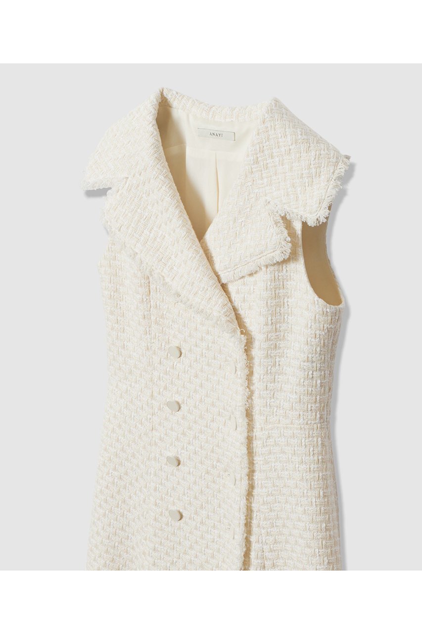 【アナイ/ANAYI】のソフトベージュツイードテーラー ワンピース 人気、トレンドファッション・服の通販 founy(ファニー) 　ファッション　Fashion　レディースファッション　Fashion for Women　ワンピース　Dresses　チュニック　Tunic Tops & Dresses　ダブル　Double, Double-Breasted　チュニック　Tunic, Long Top　ツイード　Twill, Twill Weave　フランス　France, French　ロング　Long, Long-Length　エレガント 上品　Elegant　other-3|ID: prp329100004901798 ipo3291000000036681860