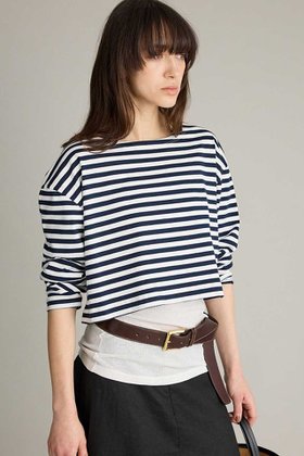 【ブリル/BRILL】のワイドクロップドカットソー 人気、トレンドファッション・服の通販 founy(ファニー) ファッション Fashion レディースファッション Fashion for Women トップス・カットソー Cut & Sew Tops シャツ・ブラウス・オフィスカジュアル Elegant Blouses & Button-Ups ロングTシャツ・Tシャツ Longline T-Shirts & Tees カットソー・ベーシックTシャツ Cut-and-Sewn Tops / Stretch Tees & Basics スリーブ Sleeve, Long Sleeve / Short Sleeve バスク Basque, Basque Style バランス Balance, Style Balance ボーダー Border, Stripe ロング Long, Long-Length 再入荷 Restock / Back in Stock |ID:prp329100004901803