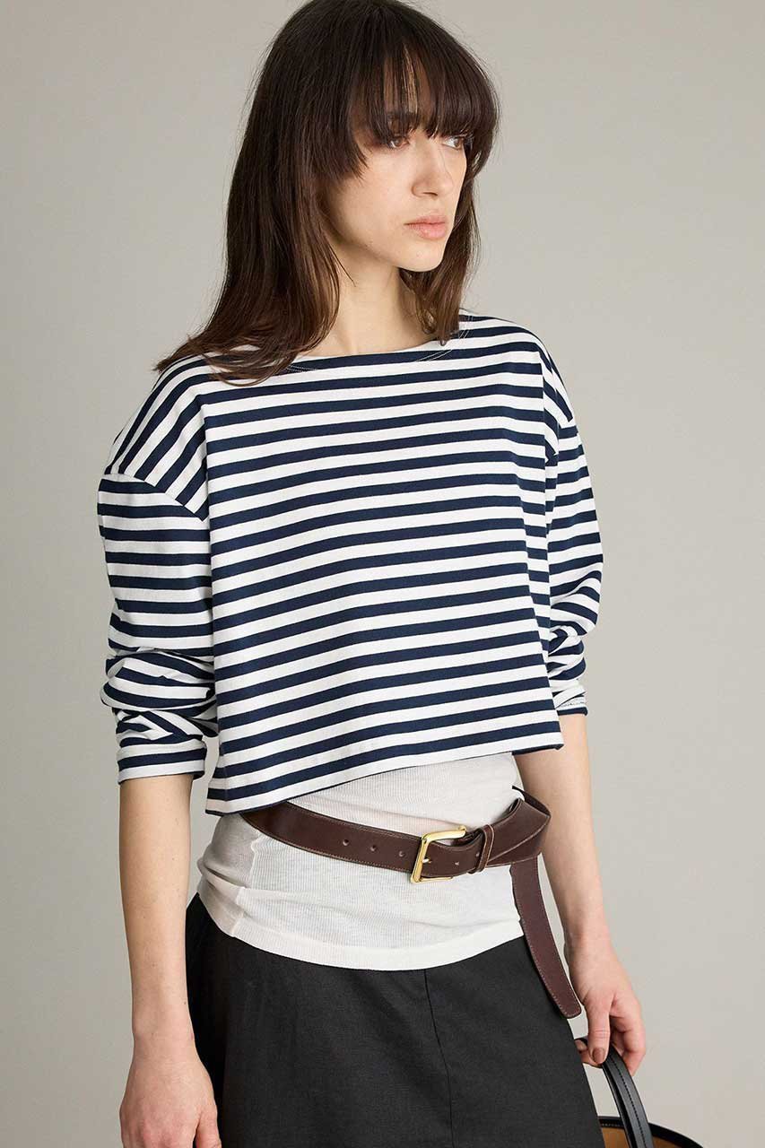 【ブリル/BRILL】のワイドクロップドカットソー 人気、トレンドファッション・服の通販 founy(ファニー) 　ファッション　Fashion　レディースファッション　Fashion for Women　トップス・カットソー　Cut & Sew Tops　シャツ・ブラウス・オフィスカジュアル　Elegant Blouses & Button-Ups　ロングTシャツ・Tシャツ　Longline T-Shirts & Tees　カットソー・ベーシックTシャツ　Cut-and-Sewn Tops / Stretch Tees & Basics　スリーブ　Sleeve, Long Sleeve / Short Sleeve　バスク　Basque, Basque Style　バランス　Balance, Style Balance　ボーダー　Border, Stripe　ロング　Long, Long-Length　再入荷　Restock / Back in Stock　 other-1|ID: prp329100004901803 ipo3291000000036681905