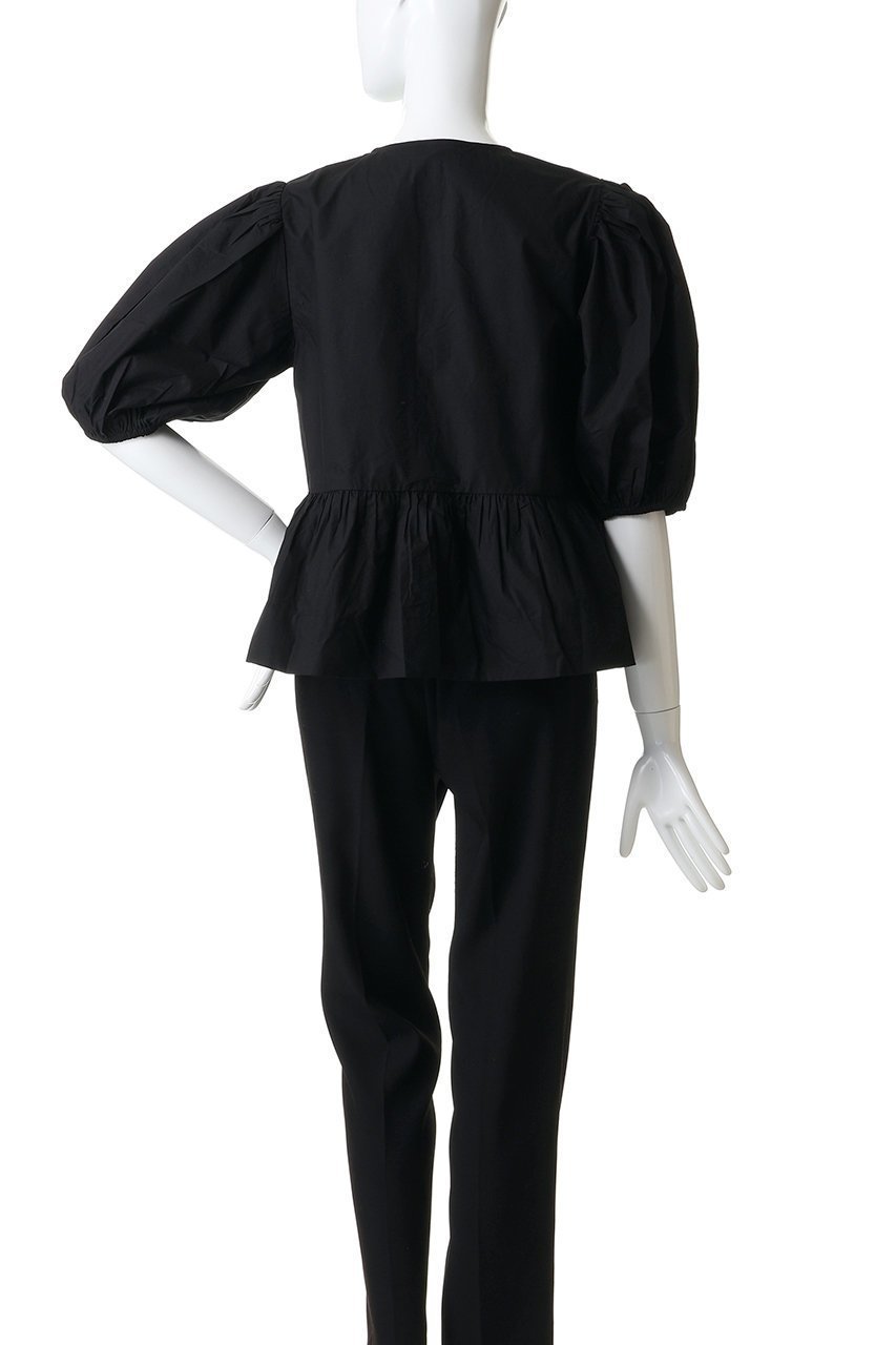【ガニー/GANNI】のCotton Poplin ペプラム ブラウス 人気、トレンドファッション・服の通販 founy(ファニー) 　ファッション　Fashion　レディースファッション　Fashion for Women　トップス・カットソー　Cut & Sew Tops　シャツ・ブラウス・オフィスカジュアル　Elegant Blouses & Button-Ups　ショート　Short, Short Length　スリーブ　Sleeve, Long Sleeve / Short Sleeve　フロント　Front, Front Design　ペプラム　Peplum, Flared Hem　ボトム　Bottoms, Lower Wear　リボン　Ribbon, Bow　other-4|ID: prp329100004901833 ipo3291000000036682234