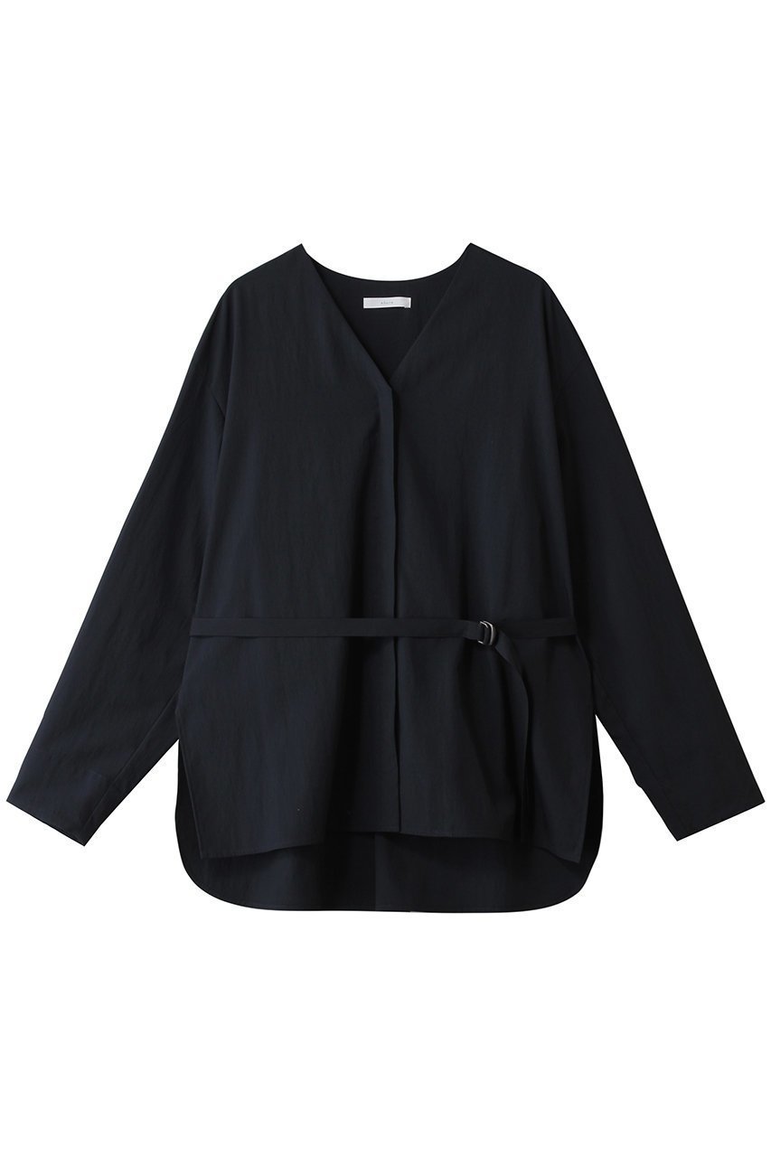 【エブール/ebure】の【店舗限定】リライムタイプライター ノーカラーブラウス インテリア・キッズ・メンズ・レディースファッション・服の通販 founy(ファニー) ファッション Fashion レディースファッション Fashion for Women トップス・カットソー Cut & Sew Tops シャツ・ブラウス・オフィスカジュアル Elegant Blouses & Button-Ups おすすめ Recommended / Our Picks なめらか Smooth, Silky Texture スリーブ Sleeve, Long Sleeve / Short Sleeve セットアップ Set-Up, Coordinated Outfit タイプライター Typewriter Fabric, Crisp Cotton ブラウジング Blouson Silhouette, Cinched Waist ロング Long, Long-Length ネイビー|ID: prp329100004901872 ipo3291000000036682542