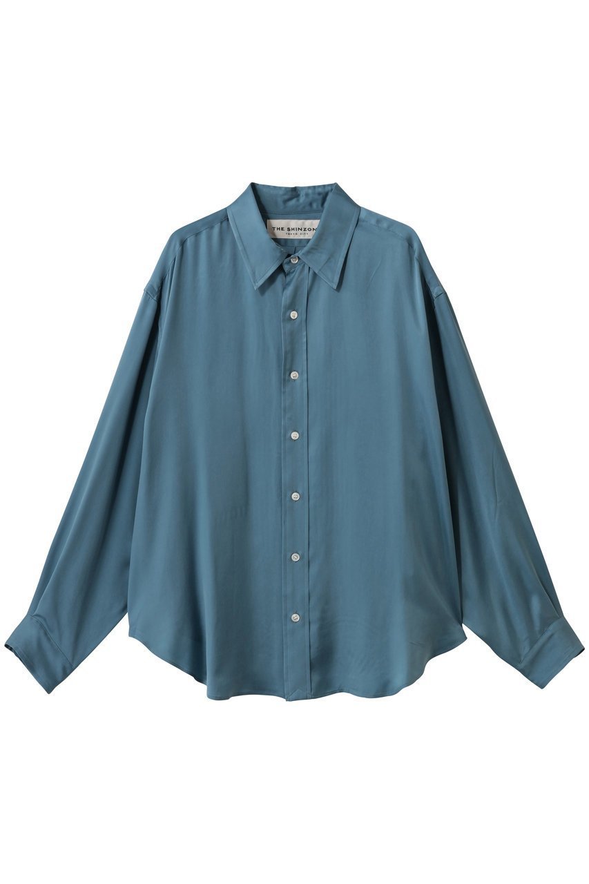 【シンゾーン/Shinzone】のシルキーキュプラシャツ インテリア・キッズ・メンズ・レディースファッション・服の通販 founy(ファウニー) 　ファッション　Fashion　レディースファッション　Fashion for Women　トップス・カットソー　Cut & Sew Tops　シャツ・ブラウス・オフィスカジュアル　Elegant Blouses & Button-Ups　オケージョン　Occasion Wear　キュプラ　Cupro, Eco Fabric　サテン　Satin, Glossy Fabric　スリーブ　Sleeve, Long Sleeve / Short Sleeve　フィット　Fit, Slim Fit　ロング　Long, Long-Length　エレガント 上品　Elegant　定番　Standard, Basic Item　ブルー|ID: prp329100004901881 ipo3291000000036950821
