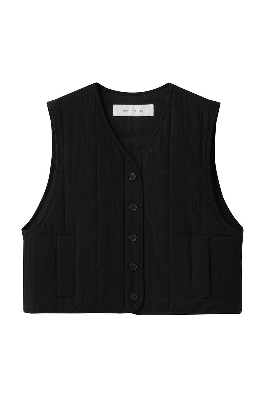 【プレインピープル/PLAIN PEOPLE】のコットンキルティングべスト インテリア・キッズ・メンズ・レディースファッション・服の通販 founy(ファニー) 　ファッション　Fashion　レディースファッション　Fashion for Women　アウター　Coat / Outerwear Collection　レディースジャケット・軽アウター　Jackets　キルティング　Quilted, Quilting　キルト　Quilt, Quilted Fabric　コンパクト　Compact, Small Size　ジャケット　Jacket, Outerwear　スクエア　Square, Square Shape　バランス　Balance, Style Balance　ベスト　Vest, Waistcoat　ヴィンテージ　Vintage Style　エレガント 上品　Elegant　ブラック|ID: prp329100004901883 ipo3291000000036682629