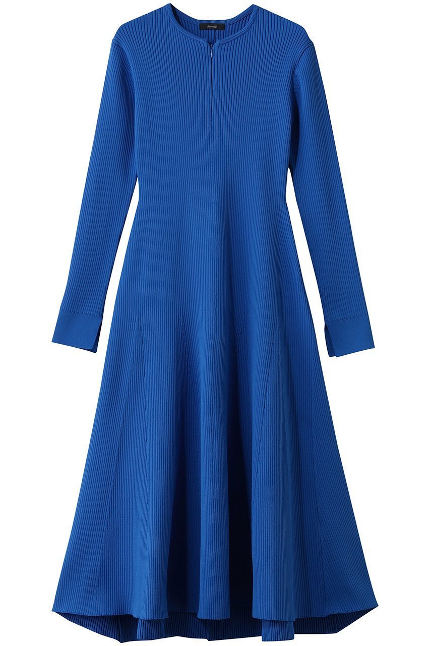 【アルアバイル/allureville】のコンシールフロントマチフレアリブワンピース インテリア・キッズ・メンズ・レディースファッション・服の通販 founy(ファウニー) 　ファッション　Fashion　レディースファッション　Fashion for Women　ワンピース　Dresses　チュニック　Tunic Tops & Dresses　スキッパー　Skipper, Open Collar　チュニック　Tunic, Long Top　フロント　Front, Front Design　マーメイド　Mermaid, Fishtail Silhouette　ロング　Long, Long-Length　ブルー|ID: prp329100004901888 ipo3291000000036682694
