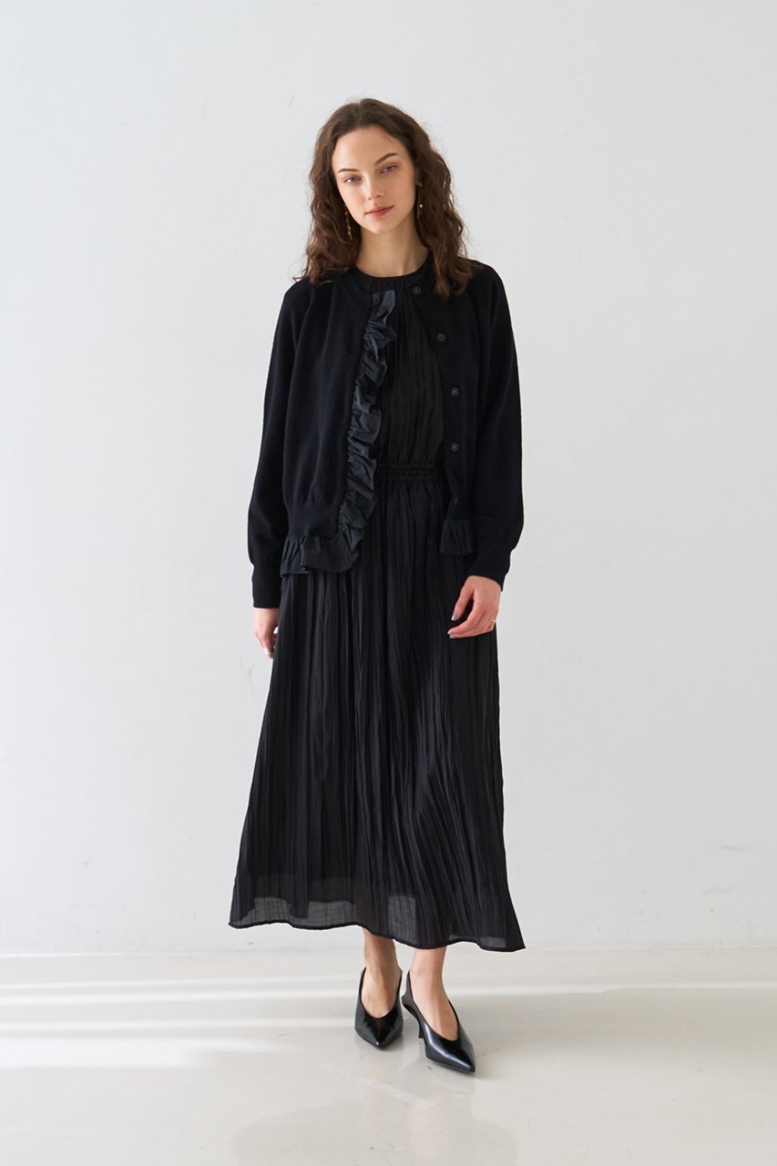 【デザイン ワークス/DESIGN WORKS】のオーガンジープリーツ加工ボウタイワンピース 人気、トレンドファッション・服の通販 founy(ファニー) 　ファッション　Fashion　レディースファッション　Fashion for Women　ワンピース　Dresses　チュニック　Tunic Tops & Dresses　オケージョン　Occasion Wear　オーガンジー　Organza Fabric　シンプル　Simple, Minimal　チュニック　Tunic, Long Top　フェミニン　Feminine, Girly　プリーツ　Pleats, Pleated　リラックス　Relax, Relaxed Fit　ロング　Long, Long-Length　エレガント 上品　Elegant　other-8|ID: prp329100004901892 ipo3291000000036682766