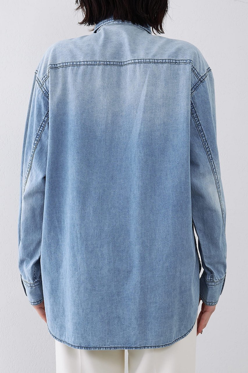 【ウィムガゼット/Whim Gazette】のライトオンスデニムシャツ 人気、トレンドファッション・服の通販 founy(ファニー) ファッション Fashion レディースファッション Fashion for Women トップス・カットソー Cut & Sew Tops シャツ・ブラウス・オフィスカジュアル Elegant Blouses & Button-Ups おすすめ Recommended / Our Picks ケミカル Chemical, Chemical Wash スリーブ Sleeve, Long Sleeve / Short Sleeve デニム Denim, Jeans Material パウダー Powder, Soft Tone ブリーチ Bleach, Washed Finish ユーズド Used, Vintage-Look ロング Long, Long-Length other-8|ID: prp329100004901905 ipo3291000000036682900