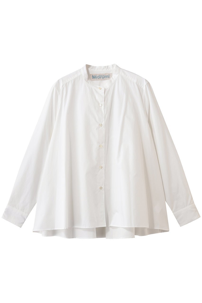 【ミディウミ/MidiUmi】のA line band collar shirt シャツ 人気、トレンドファッション・服の通販 founy(ファニー) 　ファッション　Fashion　レディースファッション　Fashion for Women　トップス・カットソー　Cut & Sew Tops　シャツ・ブラウス・オフィスカジュアル　Elegant Blouses & Button-Ups　スリーブ　Sleeve, Long Sleeve / Short Sleeve　フェミニン　Feminine, Girly　ロング　Long, Long-Length　定番　Standard, Basic Item　 other-1|ID: prp329100004901912 ipo3291000000036682957