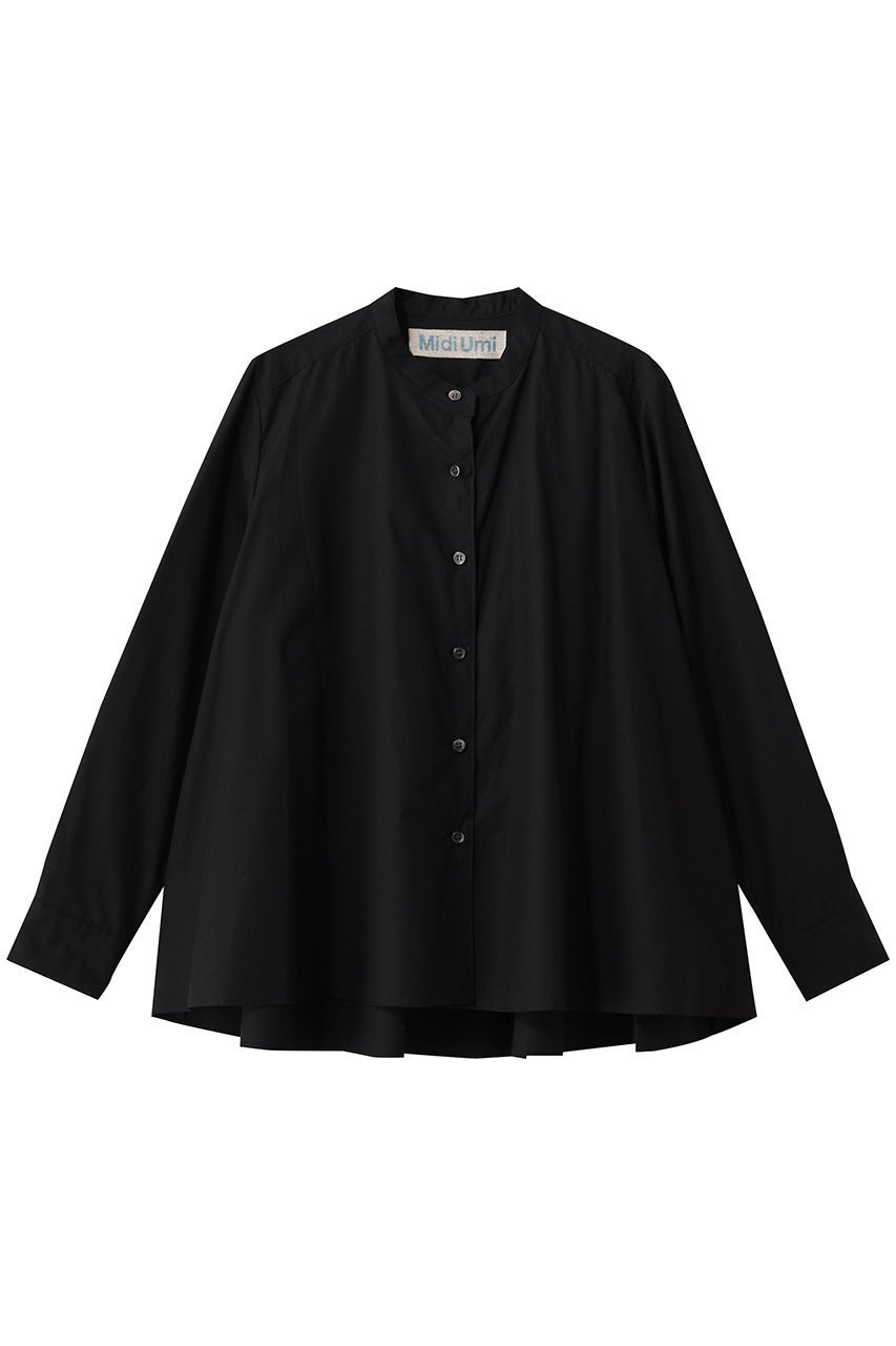 【ミディウミ/MidiUmi】のA line band collar shirt シャツ インテリア・キッズ・メンズ・レディースファッション・服の通販 founy(ファニー) 　ファッション　Fashion　レディースファッション　Fashion for Women　トップス・カットソー　Cut & Sew Tops　シャツ・ブラウス・オフィスカジュアル　Elegant Blouses & Button-Ups　スリーブ　Sleeve, Long Sleeve / Short Sleeve　フェミニン　Feminine, Girly　ロング　Long, Long-Length　定番　Standard, Basic Item　black|ID: prp329100004901912 ipo3291000000036682961