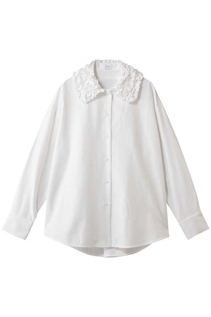 【マノフ/MANOF】のFRILL COLLAR OXFORD SHIRTトップス インテリア・キッズ・メンズ・レディースファッション・服の通販 founy(ファウニー) https://founy.com/ ファッション Fashion レディースファッション Fashion for Women トップス・カットソー Cut & Sew Tops シャツ・ブラウス・オフィスカジュアル Elegant Blouses & Button-Ups クラシカル Classical, Vintage-Inspired シンプル Simple, Minimal スラックス Slacks, Dress Pants スリーブ Sleeve, Long Sleeve / Short Sleeve デニム Denim, Jeans Material フリル Frill, Ruffle ロング Long, Long-Length エレガント 上品 Elegant |ID: prp329100004901922 ipo3291000000036683038