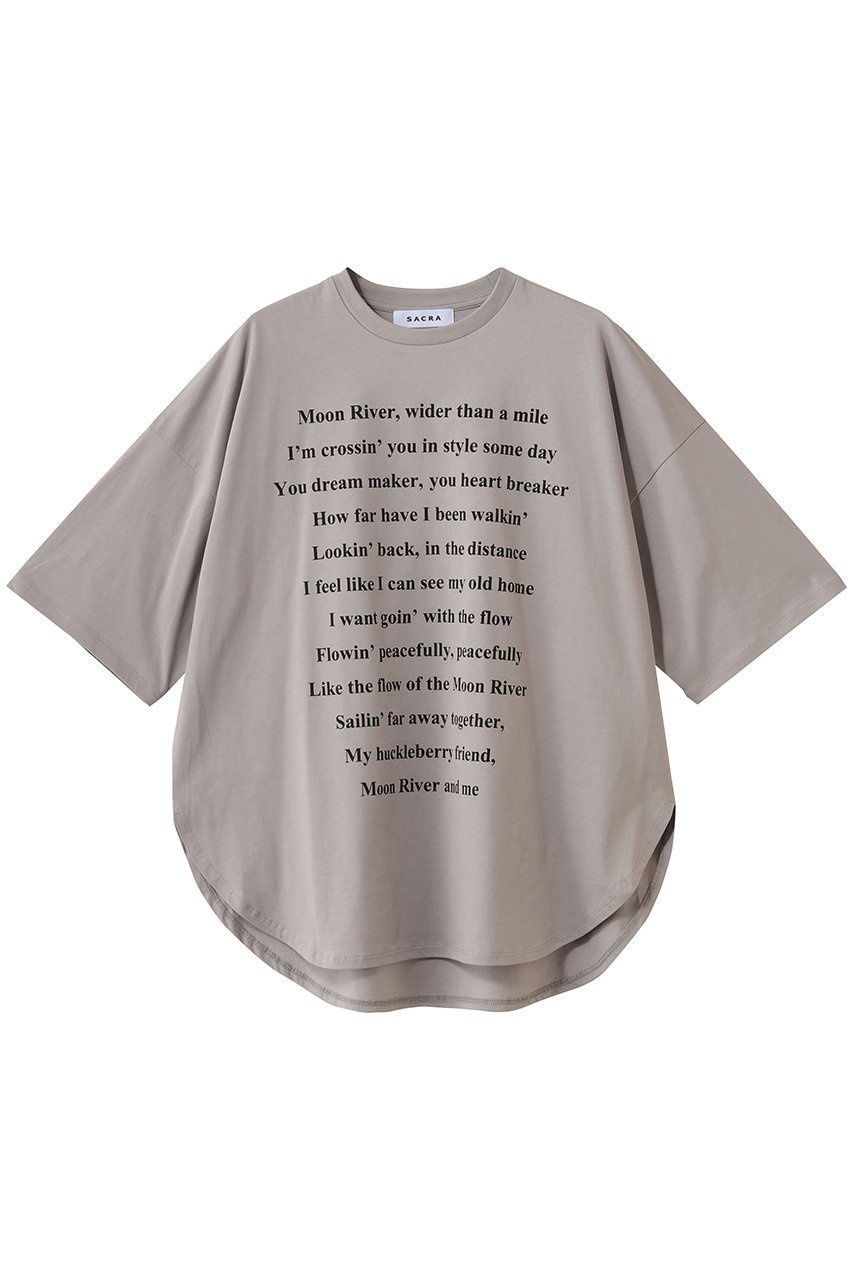 【サクラ/SACRA】のファインコットンプリントカットソー インテリア・キッズ・メンズ・レディースファッション・服の通販 founy(ファニー) ファッション Fashion レディースファッション Fashion for Women トップス・カットソー Cut & Sew Tops シャツ・ブラウス・オフィスカジュアル Elegant Blouses & Button-Ups ロングTシャツ・Tシャツ Longline T-Shirts & Tees カットソー・ベーシックTシャツ Cut-and-Sewn Tops / Stretch Tees & Basics インナー Innerwear ショート Short, Short Length スリーブ Sleeve, Long Sleeve / Short Sleeve フロント Front, Front Design グレー|ID: prp329100004901941 ipo3291000000036683323
