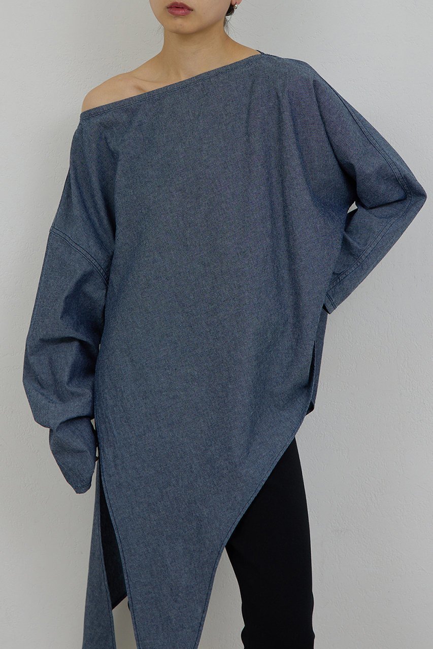 【ガリャルダガランテ/GALLARDAGALANTE】の【PEAS】アシメシャンブレーシャツ 人気、トレンドファッション・服の通販 founy(ファニー) 　ファッション　Fashion　レディースファッション　Fashion for Women　トップス・カットソー　Cut & Sew Tops　シャツ・ブラウス・オフィスカジュアル　Elegant Blouses & Button-Ups　アシンメトリー　Asymmetrical Style　スリーブ　Sleeve, Long Sleeve / Short Sleeve　チュニック　Tunic, Long Top　モダン　Modern, Contemporary　ロング　Long, Long-Length　ワンショル　One Shoulder, Asymmetrical　other-5|ID: prp329100004901950 ipo3291000000036683410