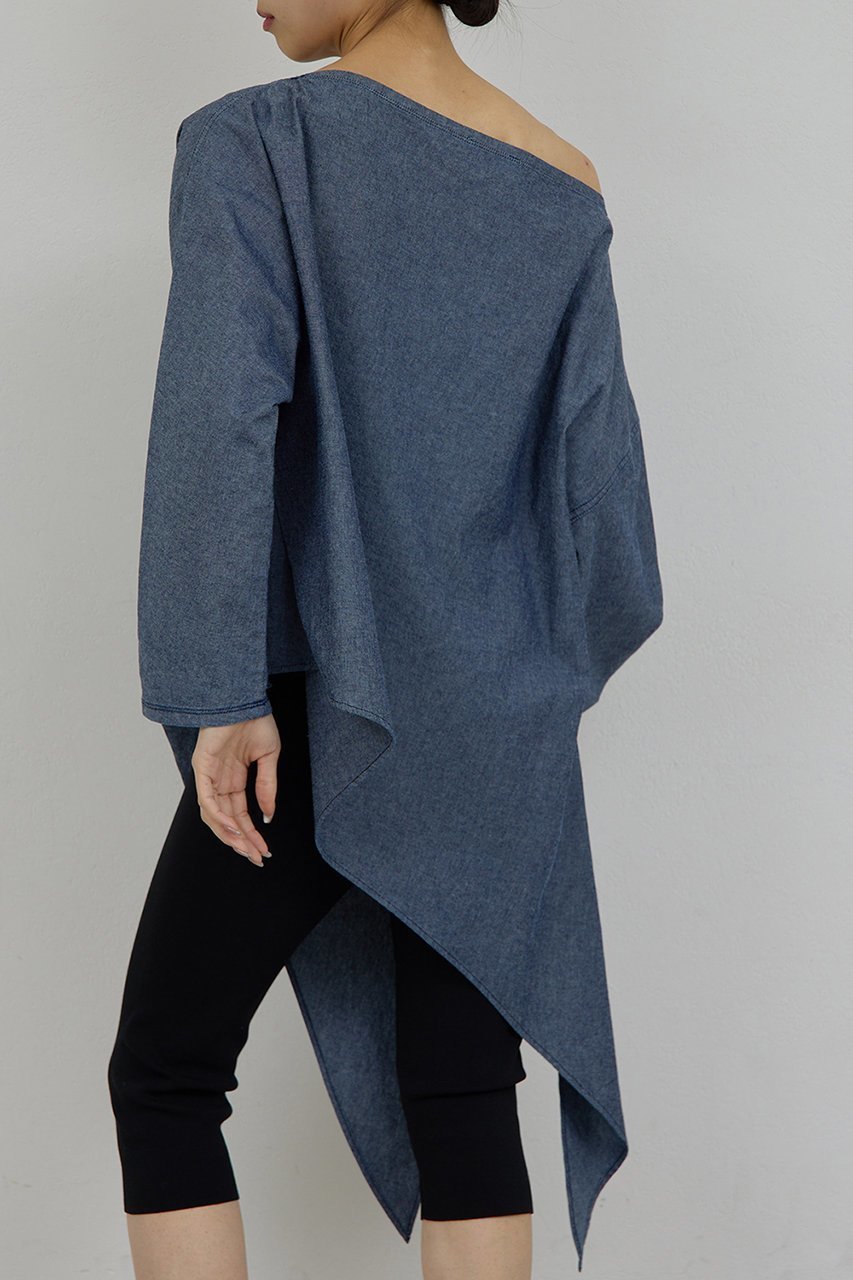 【ガリャルダガランテ/GALLARDAGALANTE】の【PEAS】アシメシャンブレーシャツ 人気、トレンドファッション・服の通販 founy(ファニー) 　ファッション　Fashion　レディースファッション　Fashion for Women　トップス・カットソー　Cut & Sew Tops　シャツ・ブラウス・オフィスカジュアル　Elegant Blouses & Button-Ups　アシンメトリー　Asymmetrical Style　スリーブ　Sleeve, Long Sleeve / Short Sleeve　チュニック　Tunic, Long Top　モダン　Modern, Contemporary　ロング　Long, Long-Length　ワンショル　One Shoulder, Asymmetrical　other-7|ID: prp329100004901950 ipo3291000000036683412