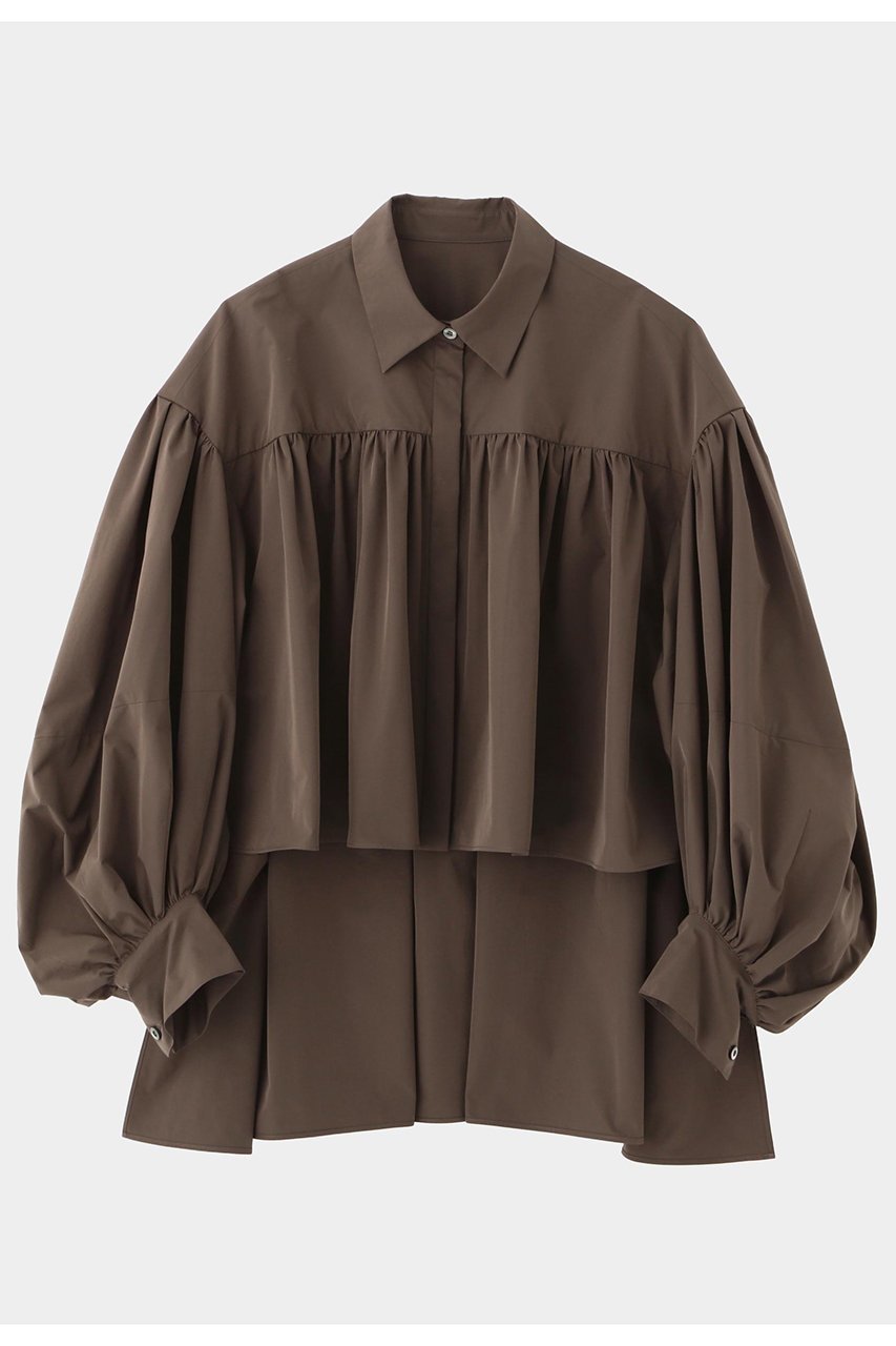 【ル フィル/LE PHIL】のクリスピータフタギャザーブラウス インテリア・キッズ・メンズ・レディースファッション・服の通販 founy(ファニー) ファッション Fashion レディースファッション Fashion for Women トップス・カットソー Cut & Sew Tops シャツ・ブラウス・オフィスカジュアル Elegant Blouses & Button-Ups スタンダード Standard, Basic ストレッチ Stretch, Stretchy Fabric スリーブ Sleeve, Long Sleeve / Short Sleeve バランス Balance, Style Balance ロング Long, Long-Length ブラウン|ID: prp329100004901969 ipo3291000000036683581