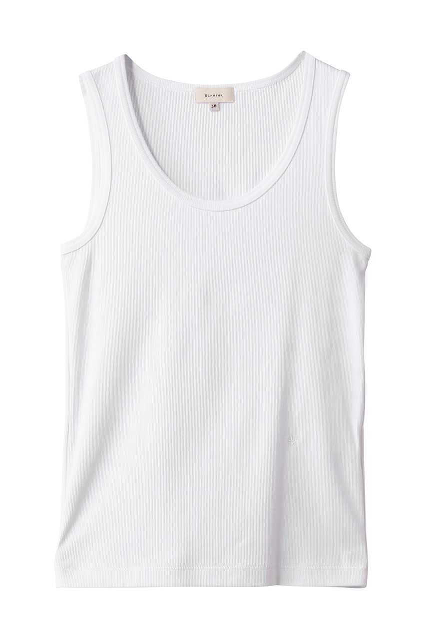【ブラミンク/BLAMINK】の【BLMK】リブタンクトップ インテリア・キッズ・メンズ・レディースファッション・服の通販 founy(ファニー) 　ファッション　Fashion　レディースファッション　Fashion for Women　トップス・カットソー　Cut & Sew Tops　キャミソール&ノースリーブ　Camisoles & Sleeveless Tops　シャツ・ブラウス・オフィスカジュアル　Elegant Blouses & Button-Ups　ロングTシャツ・Tシャツ　Longline T-Shirts & Tees　カットソー・ベーシックTシャツ　Cut-and-Sewn Tops / Stretch Tees & Basics　インナー　Innerwear　キャミソール　Camisole, Spaghetti Strap Top　コンパクト　Compact, Small Size　タンク　Tank Top, Sleeveless Top　フィット　Fit, Slim Fit　ベーシック　Basic, Essential　定番　Standard, Basic Item　ホワイト|ID: prp329100004901995 ipo3291000000036683801