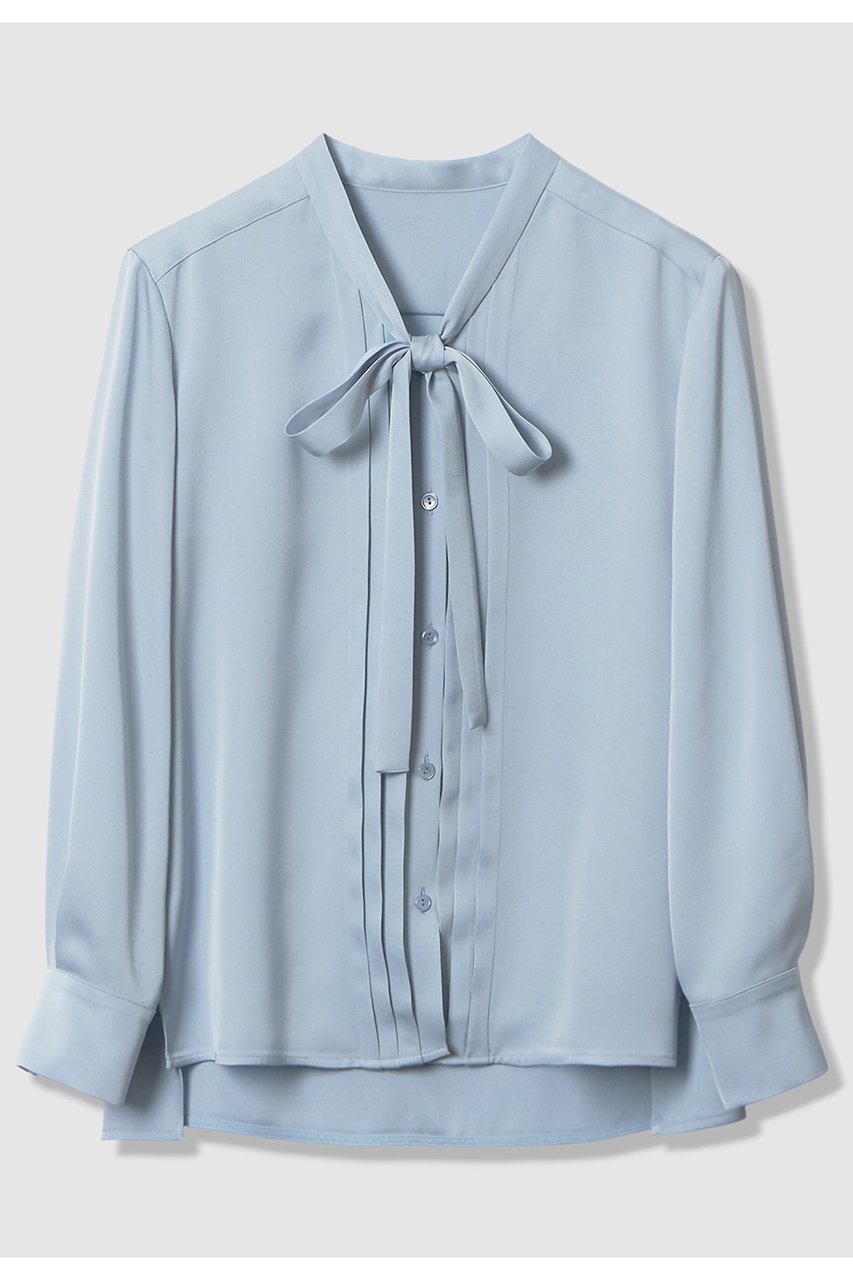 【アナイ/ANAYI】の【セットアップ対象商品】ストレッチダブルサテンボウタックブラウス インテリア・キッズ・メンズ・レディースファッション・服の通販 founy(ファニー) 　ファッション　Fashion　レディースファッション　Fashion for Women　トップス・カットソー　Cut & Sew Tops　シャツ・ブラウス・オフィスカジュアル　Elegant Blouses & Button-Ups　なめらか　Smooth, Silky Texture　サテン　Satin, Glossy Fabric　ジャケット　Jacket, Outerwear　ストレッチ　Stretch, Stretchy Fabric　スリーブ　Sleeve, Long Sleeve / Short Sleeve　セットアップ　Set-Up, Coordinated Outfit　リボン　Ribbon, Bow　ロング　Long, Long-Length　エレガント 上品　Elegant　長袖　Long Sleeve, Full Sleeve　サックス|ID: prp329100004902034 ipo3291000000036684172