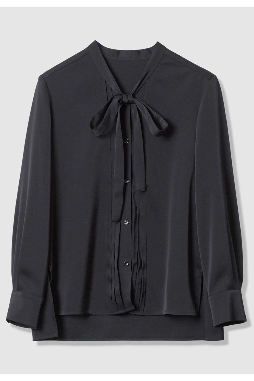 【アナイ/ANAYI】の【セットアップ対象商品】ストレッチダブルサテンボウタックブラウス インテリア・キッズ・メンズ・レディースファッション・服の通販 founy(ファニー) 　ファッション　Fashion　レディースファッション　Fashion for Women　トップス・カットソー　Cut & Sew Tops　シャツ・ブラウス・オフィスカジュアル　Elegant Blouses & Button-Ups　なめらか　Smooth, Silky Texture　サテン　Satin, Glossy Fabric　ジャケット　Jacket, Outerwear　ストレッチ　Stretch, Stretchy Fabric　スリーブ　Sleeve, Long Sleeve / Short Sleeve　セットアップ　Set-Up, Coordinated Outfit　リボン　Ribbon, Bow　ロング　Long, Long-Length　エレガント 上品　Elegant　長袖　Long Sleeve, Full Sleeve　ネイビー|ID: prp329100004902034 ipo3291000000036684173