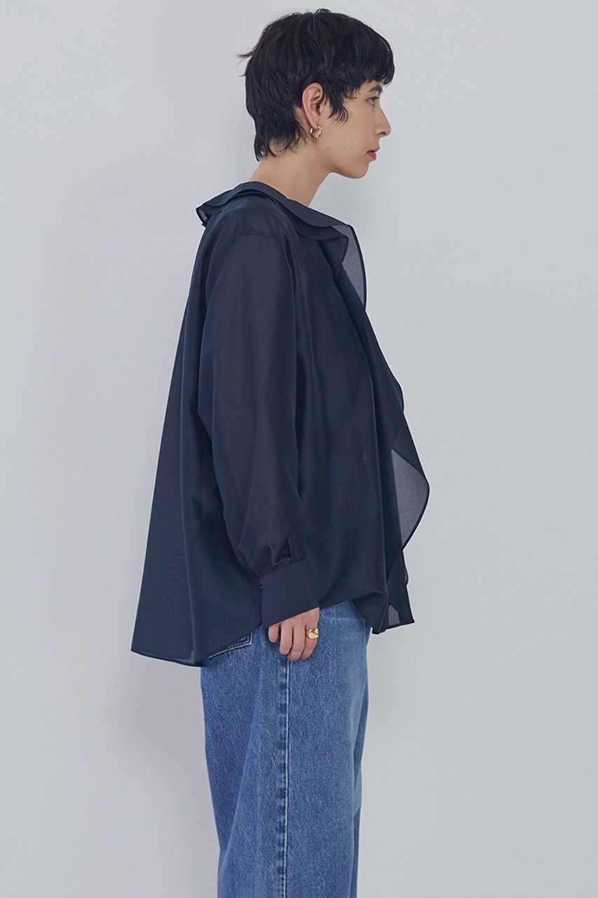 【プルミエ アロンディスモン/1er Arrondissement】のラッフルVネックブラウス 大人の最旬トレンドファッション＆コーディネート founy(ファウニー) 　ファッション　Fashion　レディースファッション　Fashion for Women　トップス・カットソー　Cut & Sew Tops　シャツ・ブラウス・オフィスカジュアル　Elegant Blouses & Button-Ups　Vネックトップス　V-Neck Tops / V-Cut Neckline Shirts　シルク　Silk, 100% Silk　スリーブ　Sleeve, Long Sleeve / Short Sleeve　バランス　Balance, Style Balance　フロント　Front, Front Design　ラッフル　Ruffle, Frill　ロング　Long, Long-Length　エレガント 上品　Elegant　other-3|ID: prp329100004902037 ipo3291000000036712195