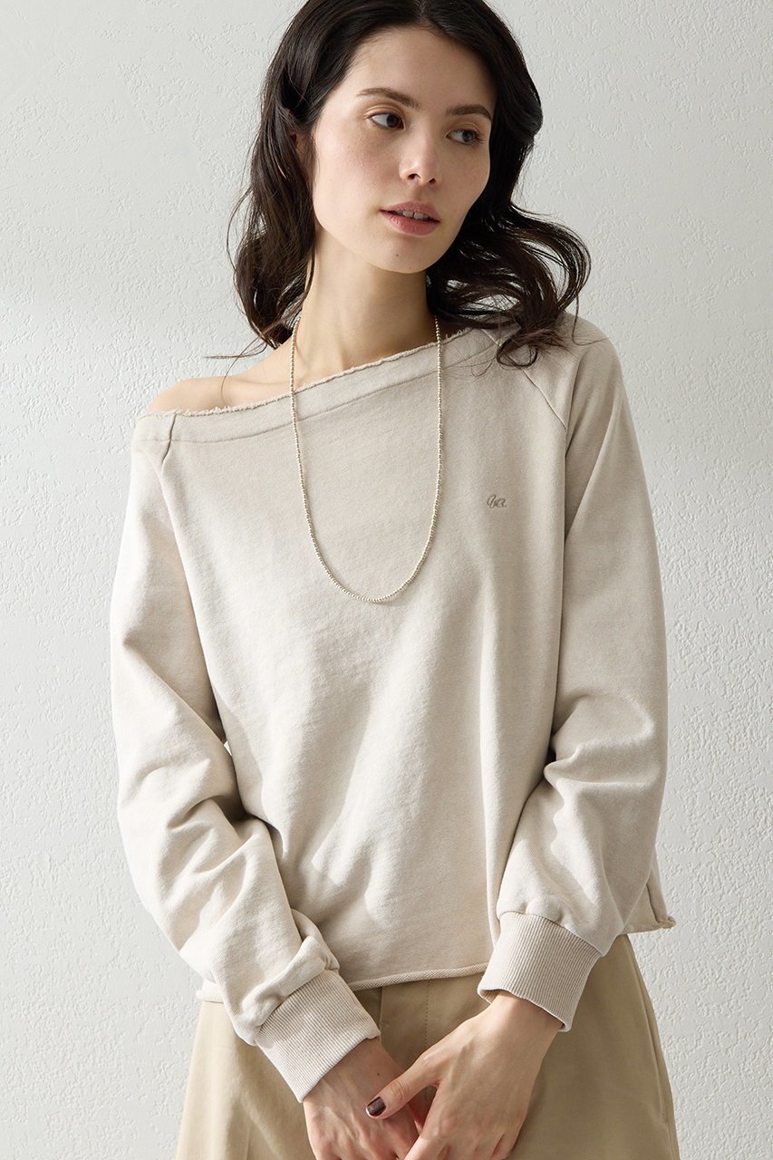 【ウィムガゼット/Whim Gazette】のオフショル刺繍プルオーバー インテリア・キッズ・メンズ・レディースファッション・服の通販 founy(ファニー) 　ファッション　Fashion　レディースファッション　Fashion for Women　トップス・カットソー　Cut & Sew Tops　シャツ・ブラウス・オフィスカジュアル　Elegant Blouses & Button-Ups　ロングTシャツ・Tシャツ　Longline T-Shirts & Tees　カジュアルプルオーバー・ニットトップス　Pullovers & Knit Tops / Casual Pullovers　カットソー・ベーシックTシャツ　Cut-and-Sewn Tops / Stretch Tees & Basics　スウェット / スエット　Sweatshirt, Sweatwear　スリーブ　Sleeve, Long Sleeve / Short Sleeve　バランス　Balance, Style Balance　ロング　Long, Long-Length　ベージュ|ID: prp329100004902053 ipo3291000000036684361