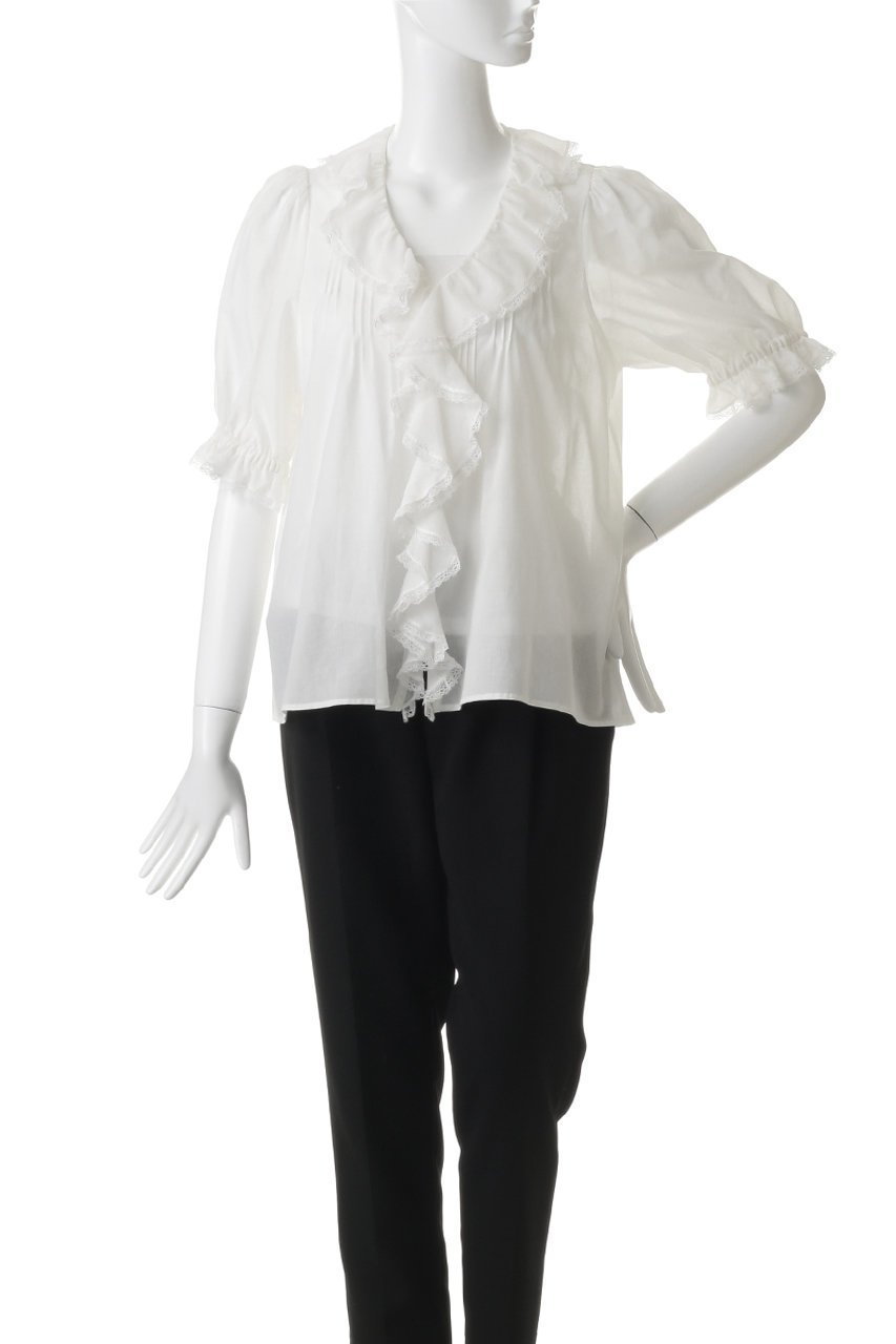 【ビリティス ディセッタン/Bilitis dix-sept ans】のラッフルフリルブラウス 人気、トレンドファッション・服の通販 founy(ファニー) 　ファッション　Fashion　レディースファッション　Fashion for Women　トップス・カットソー　Cut & Sew Tops　シャツ・ブラウス・オフィスカジュアル　Elegant Blouses & Button-Ups　エレガント 上品　Elegant　ショート　Short, Short Length　スリーブ　Sleeve, Long Sleeve / Short Sleeve　デニム　Denim, Jeans Material　フレア　Flare, Flared　ラッフル　Ruffle, Frill　other-2|ID: prp329100004902066 ipo3291000000036684472