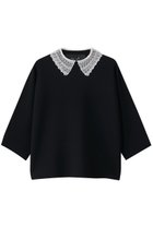 【ルームエイト/Room no.8】の【Room no.8 BLACK】NEEDLE レースカラー ドルマンスリーブ トップス 人気、トレンドファッション・服の通販 founy(ファニー) ファッション Fashion レディースファッション Fashion for Women トップス・カットソー Cut & Sew Tops シャツ・ブラウス・オフィスカジュアル Elegant Blouses & Button-Ups クラシカル Classical, Vintage-Inspired ショート Short, Short Length スリーブ Sleeve, Long Sleeve / Short Sleeve フェミニン Feminine, Girly レース Lace, Lace Fabric thumbnail ブラック/ホワイト|ID: prp329100004902080 ipo3291000000036684586