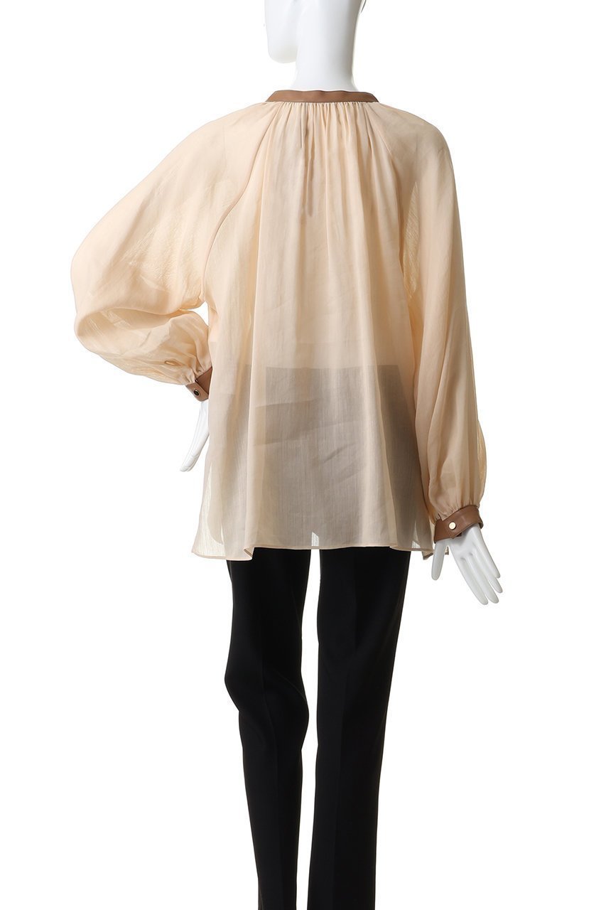 【ベイジ,/BEIGE,】のPAULINE / リネンヴィスコースフェイクレザー配色ブラウス 人気、トレンドファッション・服の通販 founy(ファニー) 　ファッション　Fashion　レディースファッション　Fashion for Women　トップス・カットソー　Cut & Sew Tops　シャツ・ブラウス・オフィスカジュアル　Elegant Blouses & Button-Ups　カフス　Cuff Design　ギャザー　Gathered, Ruffled　スリーブ　Sleeve, Long Sleeve / Short Sleeve　フェイクレザー　Faux Leather, PU Leather　ロング　Long, Long-Length　再入荷　Restock / Back in Stock　夏　Summer　春　Spring　S/S・春夏　SS, Spring/Summer, Warm Season　洗える　Machine Washable　other-4|ID: prp329100004902082 ipo3291000000036684612