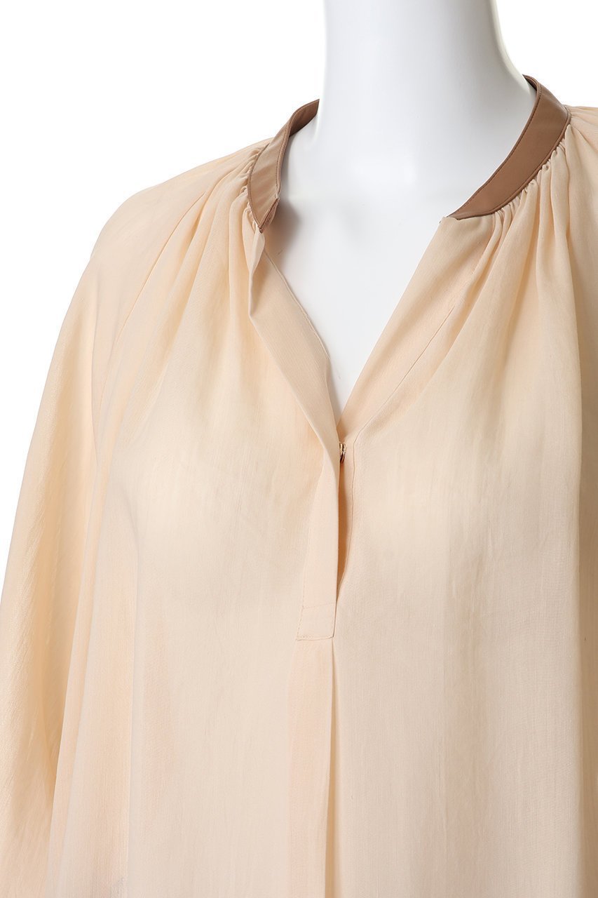 【ベイジ,/BEIGE,】のPAULINE / リネンヴィスコースフェイクレザー配色ブラウス 人気、トレンドファッション・服の通販 founy(ファニー) 　ファッション　Fashion　レディースファッション　Fashion for Women　トップス・カットソー　Cut & Sew Tops　シャツ・ブラウス・オフィスカジュアル　Elegant Blouses & Button-Ups　カフス　Cuff Design　ギャザー　Gathered, Ruffled　スリーブ　Sleeve, Long Sleeve / Short Sleeve　フェイクレザー　Faux Leather, PU Leather　ロング　Long, Long-Length　再入荷　Restock / Back in Stock　夏　Summer　春　Spring　S/S・春夏　SS, Spring/Summer, Warm Season　洗える　Machine Washable　other-5|ID: prp329100004902082 ipo3291000000036684613