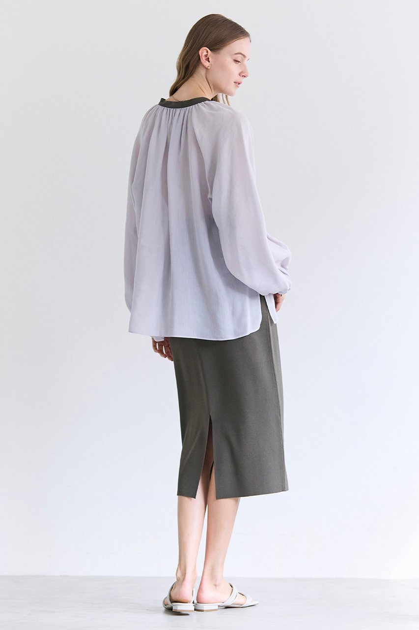 【ベイジ,/BEIGE,】のPAULINE / リネンヴィスコースフェイクレザー配色ブラウス 人気、トレンドファッション・服の通販 founy(ファニー) 　ファッション　Fashion　レディースファッション　Fashion for Women　トップス・カットソー　Cut & Sew Tops　シャツ・ブラウス・オフィスカジュアル　Elegant Blouses & Button-Ups　カフス　Cuff Design　ギャザー　Gathered, Ruffled　スリーブ　Sleeve, Long Sleeve / Short Sleeve　フェイクレザー　Faux Leather, PU Leather　ロング　Long, Long-Length　再入荷　Restock / Back in Stock　夏　Summer　春　Spring　S/S・春夏　SS, Spring/Summer, Warm Season　洗える　Machine Washable　other-7|ID: prp329100004902082 ipo3291000000036684615