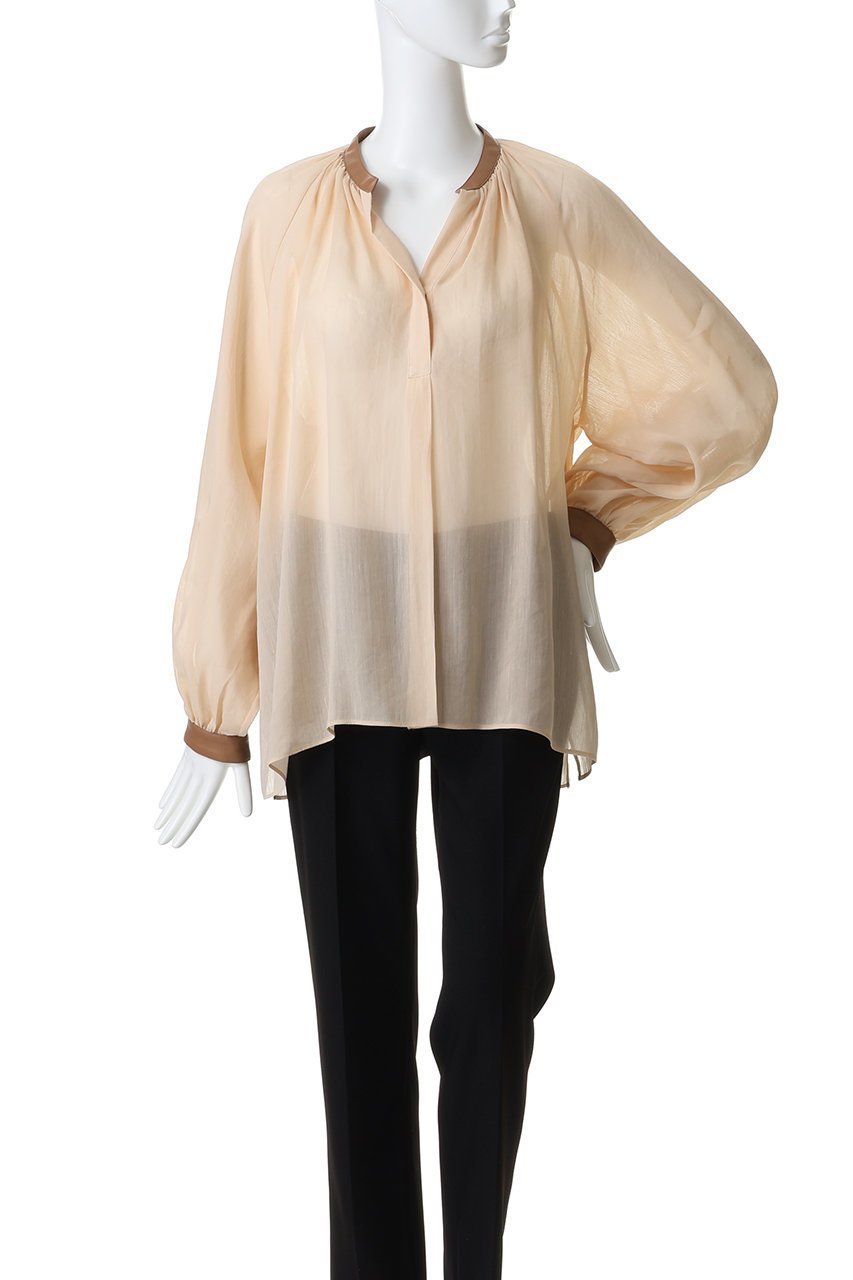 【ベイジ,/BEIGE,】のPAULINE / リネンヴィスコースフェイクレザー配色ブラウス 大人の最旬トレンドファッション＆コーディネート founy(ファウニー) 　ファッション　Fashion　レディースファッション　Fashion for Women　トップス・カットソー　Cut & Sew Tops　シャツ・ブラウス・オフィスカジュアル　Elegant Blouses & Button-Ups　カフス　Cuff Design　ギャザー　Gathered, Ruffled　スリーブ　Sleeve, Long Sleeve / Short Sleeve　フェイクレザー　Faux Leather, PU Leather　ロング　Long, Long-Length　夏　Summer　春　Spring　S/S・春夏　SS, Spring/Summer, Warm Season　洗える　Machine Washable　other-2|ID: prp329100004902082 ipo3291000000036902613