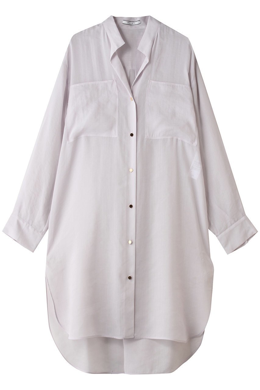 【ベイジ,/BEIGE,】のPAULINE / リネンヴィスコースオーバーサイズロングシャツ インテリア・キッズ・メンズ・レディースファッション・服の通販 founy(ファニー) 　ファッション　Fashion　レディースファッション　Fashion for Women　トップス・カットソー　Cut & Sew Tops　シャツ・ブラウス・オフィスカジュアル　Elegant Blouses & Button-Ups　スリーブ　Sleeve, Long Sleeve / Short Sleeve　ポケット　Pocket, Pocket Detail　ロング　Long, Long-Length　羽織　Haori, Light Jacket　Lilac|ID: prp329100004902085 ipo3291000000036684636