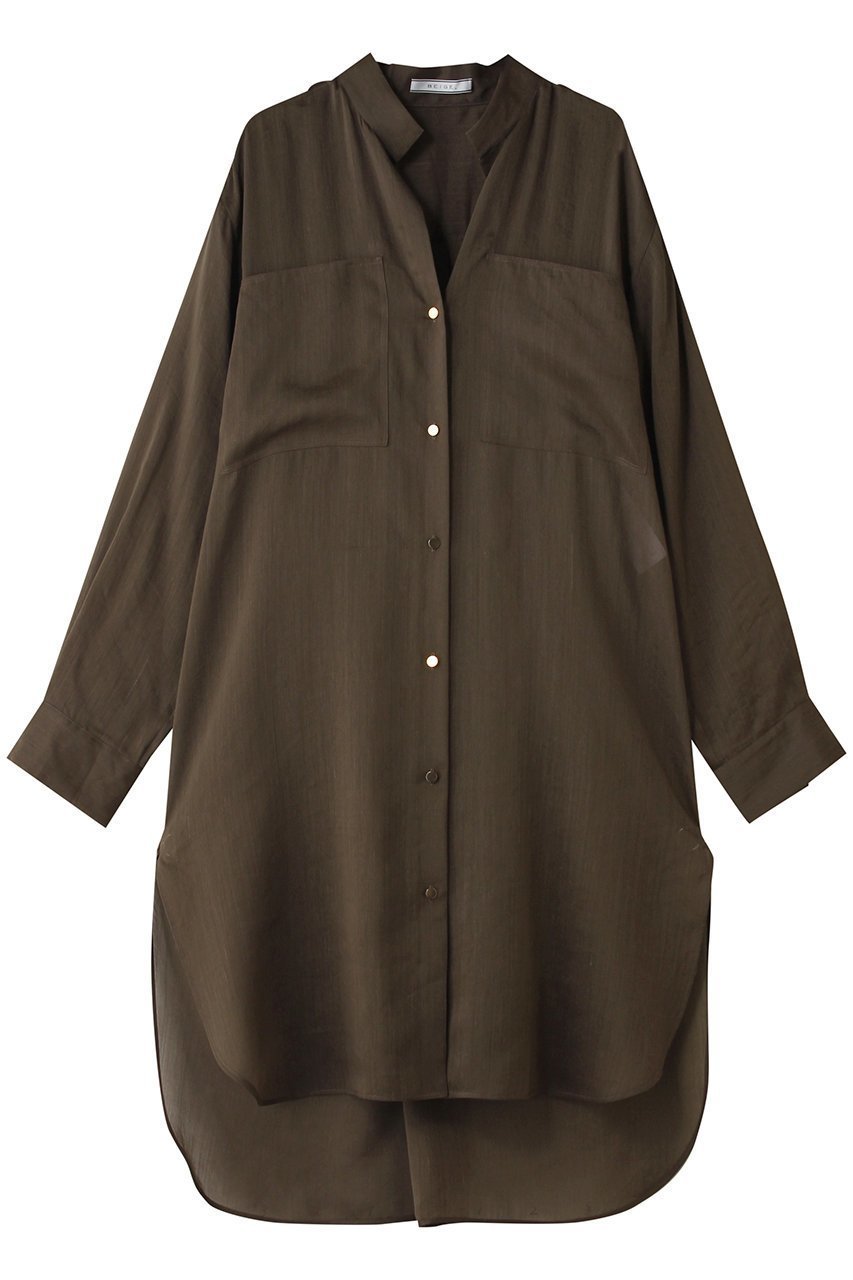 【ベイジ,/BEIGE,】のPAULINE / リネンヴィスコースオーバーサイズロングシャツ インテリア・キッズ・メンズ・レディースファッション・服の通販 founy(ファニー) 　ファッション　Fashion　レディースファッション　Fashion for Women　トップス・カットソー　Cut & Sew Tops　シャツ・ブラウス・オフィスカジュアル　Elegant Blouses & Button-Ups　スリーブ　Sleeve, Long Sleeve / Short Sleeve　ポケット　Pocket, Pocket Detail　ロング　Long, Long-Length　羽織　Haori, Light Jacket　Khaki|ID: prp329100004902085 ipo3291000000036684637