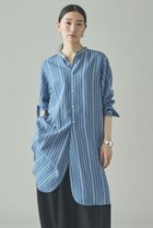 【カレンソロジー/Curensology】のストライプバンドカラーロングシャツ ブルー|ID: prp329100004902110 ipo3291000000036684882