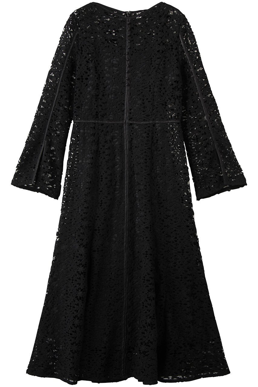 【ランバン オン ブルー/LANVIN en Bleu】のケミカルレースパイピングワンピース インテリア・キッズ・メンズ・レディースファッション・服の通販 founy(ファニー) 　ファッション　Fashion　レディースファッション　Fashion for Women　ワンピース　Dresses　チュニック　Tunic Tops & Dresses　ケミカル　Chemical, Chemical Wash　スリット　Slit, Slit Detail　チュニック　Tunic, Long Top　マーメイド　Mermaid, Fishtail Silhouette　レース　Lace, Lace Fabric　ロング　Long, Long-Length　エレガント 上品　Elegant　ブラック|ID: prp329100004902127 ipo3291000000036685012
