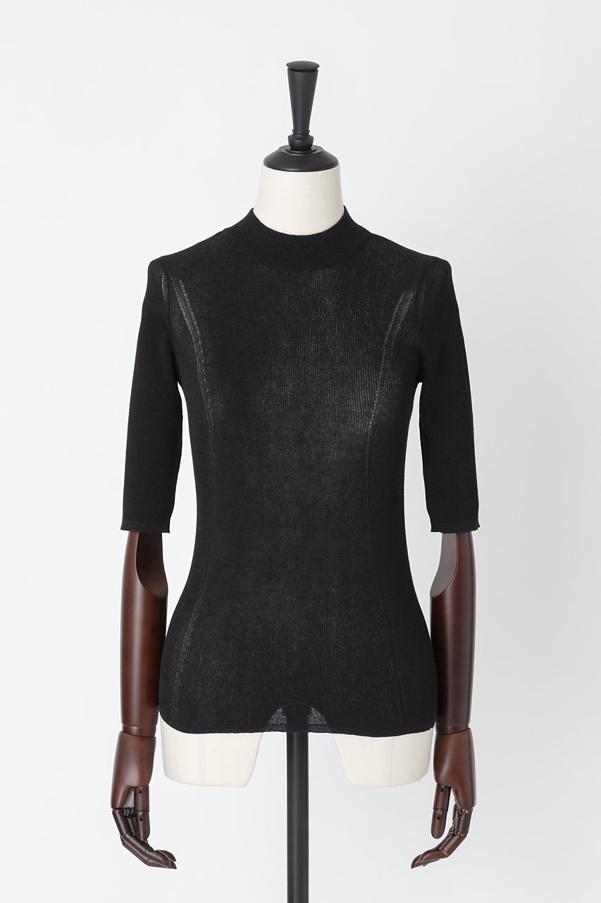 【オーヴィル/EAUVIRE】のモックネックプルオーバー インテリア・キッズ・メンズ・レディースファッション・服の通販 founy(ファニー) 　ファッション　Fashion　レディースファッション　Fashion for Women　トップス・カットソー　Cut & Sew Tops　シャツ・ブラウス・オフィスカジュアル　Elegant Blouses & Button-Ups　ロングTシャツ・Tシャツ　Longline T-Shirts & Tees　カジュアルプルオーバー・ニットトップス　Pullovers & Knit Tops / Casual Pullovers　カットソー・ベーシックTシャツ　Cut-and-Sewn Tops / Stretch Tees & Basics　イタリア　Italy　カッティング　Cutting Detail　スリーブ　Sleeve, Long Sleeve / Short Sleeve　フィット　Fit, Slim Fit　ロング　Long, Long-Length　エレガント 上品　Elegant　ブラック|ID: prp329100004902133 ipo3291000000036685055