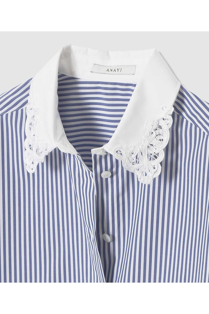 【アナイ/ANAYI】のコットンブロード衿刺繍シャツ 人気、トレンドファッション・服の通販 founy(ファニー) 　ファッション　Fashion　レディースファッション　Fashion for Women　トップス・カットソー　Cut & Sew Tops　シャツ・ブラウス・オフィスカジュアル　Elegant Blouses & Button-Ups　おすすめ　Recommended / Our Picks　インナー　Innerwear　ジャケット　Jacket, Outerwear　ストライプ　Stripe, Striped Pattern　スリーブ　Sleeve, Long Sleeve / Short Sleeve　ブロード　Broadcloth, Fine Cotton　ロング　Long, Long-Length　other-3|ID: prp329100004902141 ipo3291000000036685192