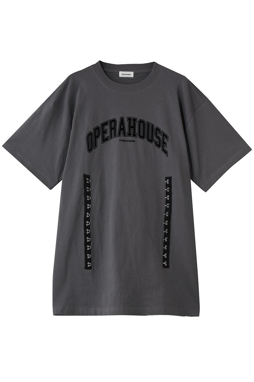 【チカ キサダ/CHIKA KISADA】のOPERA HOUSE コルセット ビッグTシャツ インテリア・キッズ・メンズ・レディースファッション・服の通販 founy(ファニー) ファッション Fashion レディースファッション Fashion for Women トップス・カットソー Cut & Sew Tops シャツ・ブラウス・オフィスカジュアル Elegant Blouses & Button-Ups ロングTシャツ・Tシャツ Longline T-Shirts & Tees カットソー・ベーシックTシャツ Cut-and-Sewn Tops / Stretch Tees & Basics インナー Innerwear コルセット Corset, Bustier ショート Short, Short Length ジャケット Jacket, Outerwear スリーブ Sleeve, Long Sleeve / Short Sleeve デニム Denim, Jeans Material ビッグ Big, Oversized フロント Front, Front Design グレー×ブラック|ID: prp329100004902155 ipo3291000000036685430