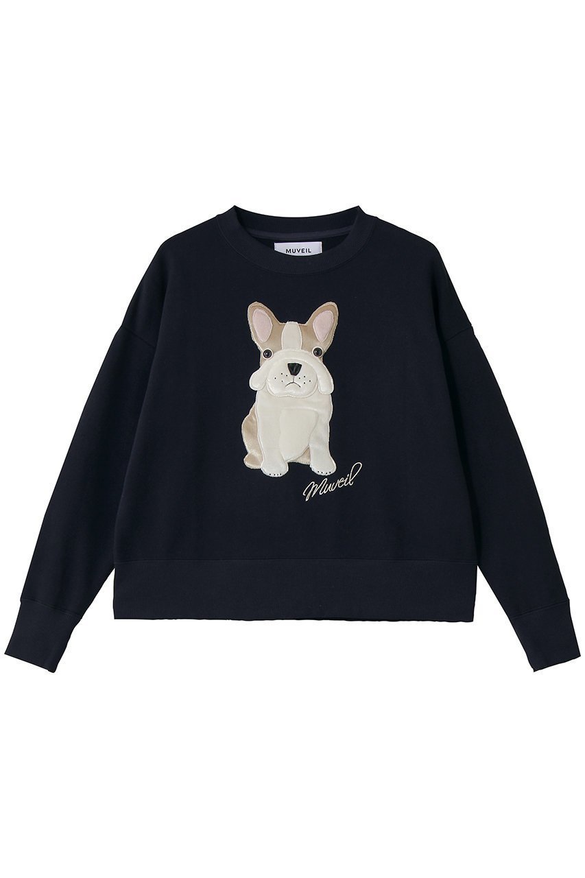 【ミュベール/MUVEIL】のフレンチブルドッグ裏毛プルオーバー インテリア・キッズ・メンズ・レディースファッション・服の通販 founy(ファニー) 　ファッション　Fashion　レディースファッション　Fashion for Women　トップス・カットソー　Cut & Sew Tops　シャツ・ブラウス・オフィスカジュアル　Elegant Blouses & Button-Ups　レディースパーカー・カジュアルフーディー　Casual Hoodies & Sweatshirts　ロングTシャツ・Tシャツ　Longline T-Shirts & Tees　カジュアルプルオーバー・ニットトップス　Pullovers & Knit Tops / Casual Pullovers　スウェット・クルーネックトップス　Sweatshirts & Crewnecks / Relaxed Fit Sweat Tops　カットソー・ベーシックTシャツ　Cut-and-Sewn Tops / Stretch Tees & Basics　コレクション　Collection, Seasonal Line　コンパクト　Compact, Small Size　フレンチ　French, French Style　ネイビー|ID: prp329100004902171 ipo3291000000036685565