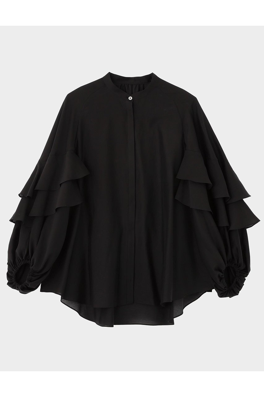 【ル フィル/LE PHIL】のスタンドカラーフリルブラウス 人気、トレンドファッション・服の通販 founy(ファニー) 　ファッション　Fashion　レディースファッション　Fashion for Women　トップス・カットソー　Cut & Sew Tops　シャツ・ブラウス・オフィスカジュアル　Elegant Blouses & Button-Ups　おすすめ　Recommended / Our Picks　オーガンジー　Organza Fabric　ギャザー　Gathered, Ruffled　スタンダード　Standard, Basic　スタンド　Stand Collar, Upright Stand　スリーブ　Sleeve, Long Sleeve / Short Sleeve　バランス　Balance, Style Balance　フェミニン　Feminine, Girly　フリル　Frill, Ruffle　ボトム　Bottoms, Lower Wear　ロング　Long, Long-Length　 other-1|ID: prp329100004902172 ipo3291000000036685570