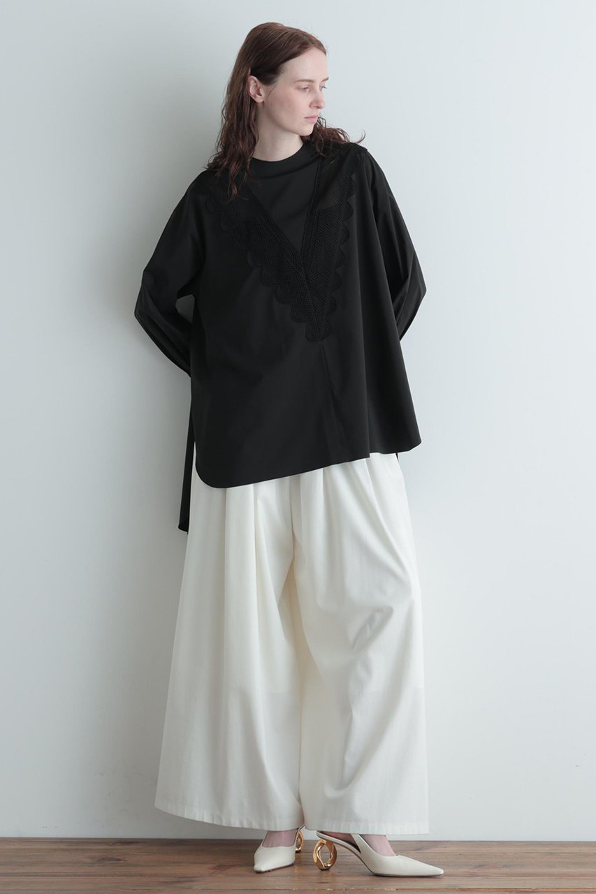 【ル フィル/LE PHIL】のレース切り替えブラウス 人気、トレンドファッション・服の通販 founy(ファニー) 　ファッション　Fashion　レディースファッション　Fashion for Women　トップス・カットソー　Cut & Sew Tops　シャツ・ブラウス・オフィスカジュアル　Elegant Blouses & Button-Ups　スリーブ　Sleeve, Long Sleeve / Short Sleeve　バランス　Balance, Style Balance　パターン　Pattern, Design Print　ビッグ　Big, Oversized　レース　Lace, Lace Fabric　ロング　Long, Long-Length　ワーク　Workwear, Utility Style　春　Spring　羽織　Haori, Light Jacket　other-3|ID: prp329100004902173 ipo3291000000036712467