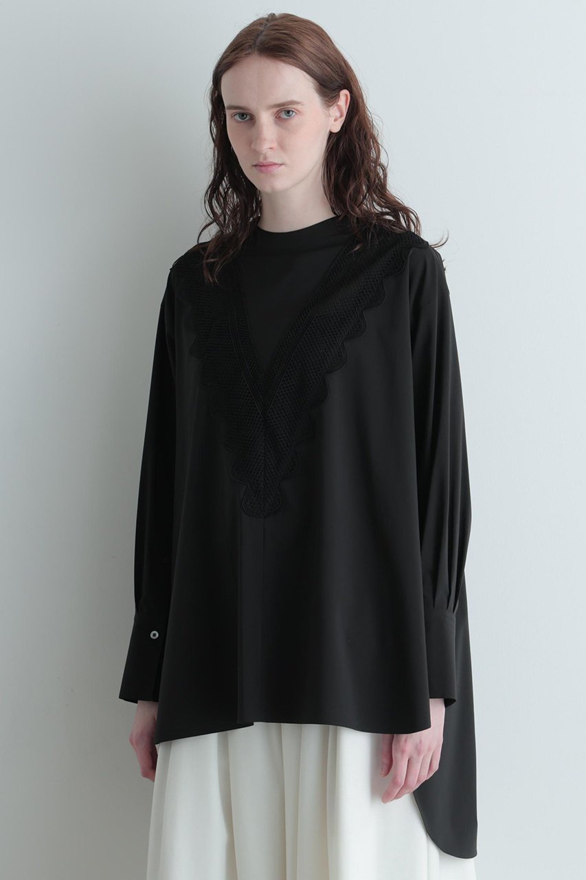 【ル フィル/LE PHIL】のレース切り替えブラウス 人気、トレンドファッション・服の通販 founy(ファニー) 　ファッション　Fashion　レディースファッション　Fashion for Women　トップス・カットソー　Cut & Sew Tops　シャツ・ブラウス・オフィスカジュアル　Elegant Blouses & Button-Ups　スリーブ　Sleeve, Long Sleeve / Short Sleeve　バランス　Balance, Style Balance　パターン　Pattern, Design Print　ビッグ　Big, Oversized　レース　Lace, Lace Fabric　ロング　Long, Long-Length　ワーク　Workwear, Utility Style　春　Spring　羽織　Haori, Light Jacket　other-4|ID: prp329100004902173 ipo3291000000036712468